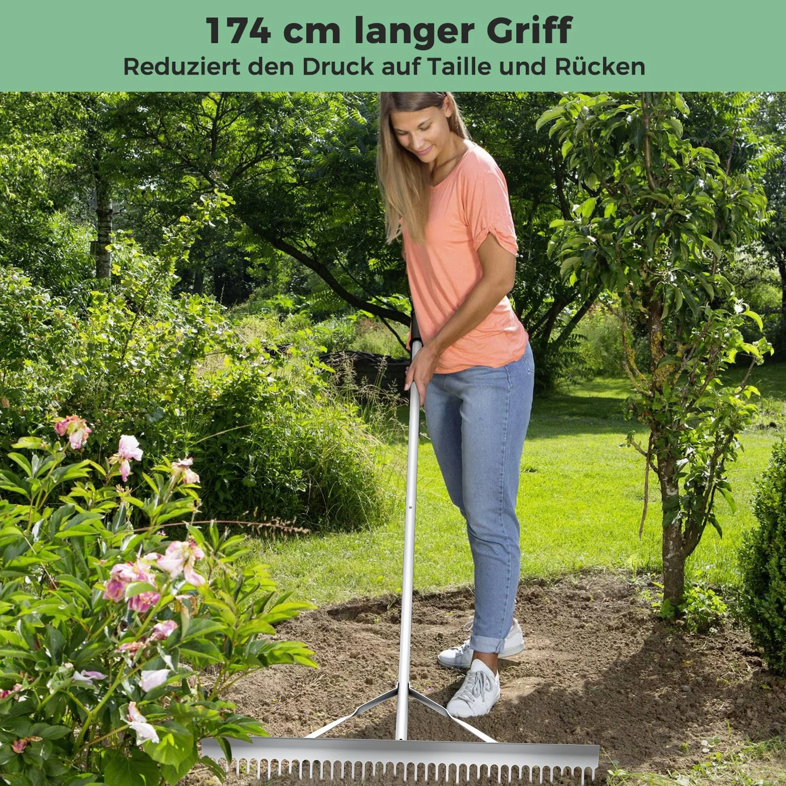 COSTWAY Grabie Ogrodowe Aluminiowe 91 cm 36 Zębów 174 cm