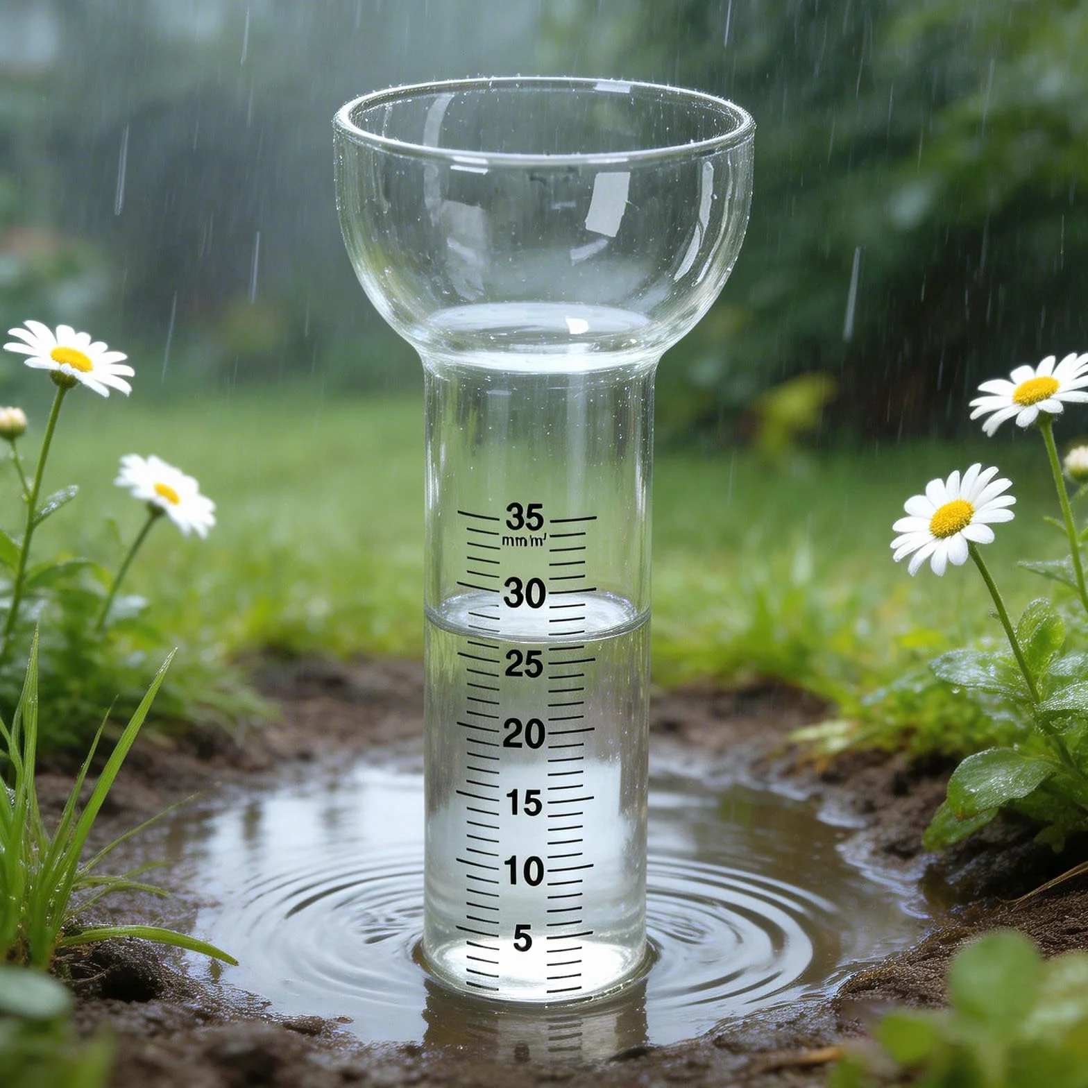 2 szt. Deszczomierze 35 mm, Deszczomierz z Wymienną Szklaną Rurką i Uchwytem, Lejkowaty Deszczomierz Ogrodowy Odporny na Mróz do Domu i Ogrodu
