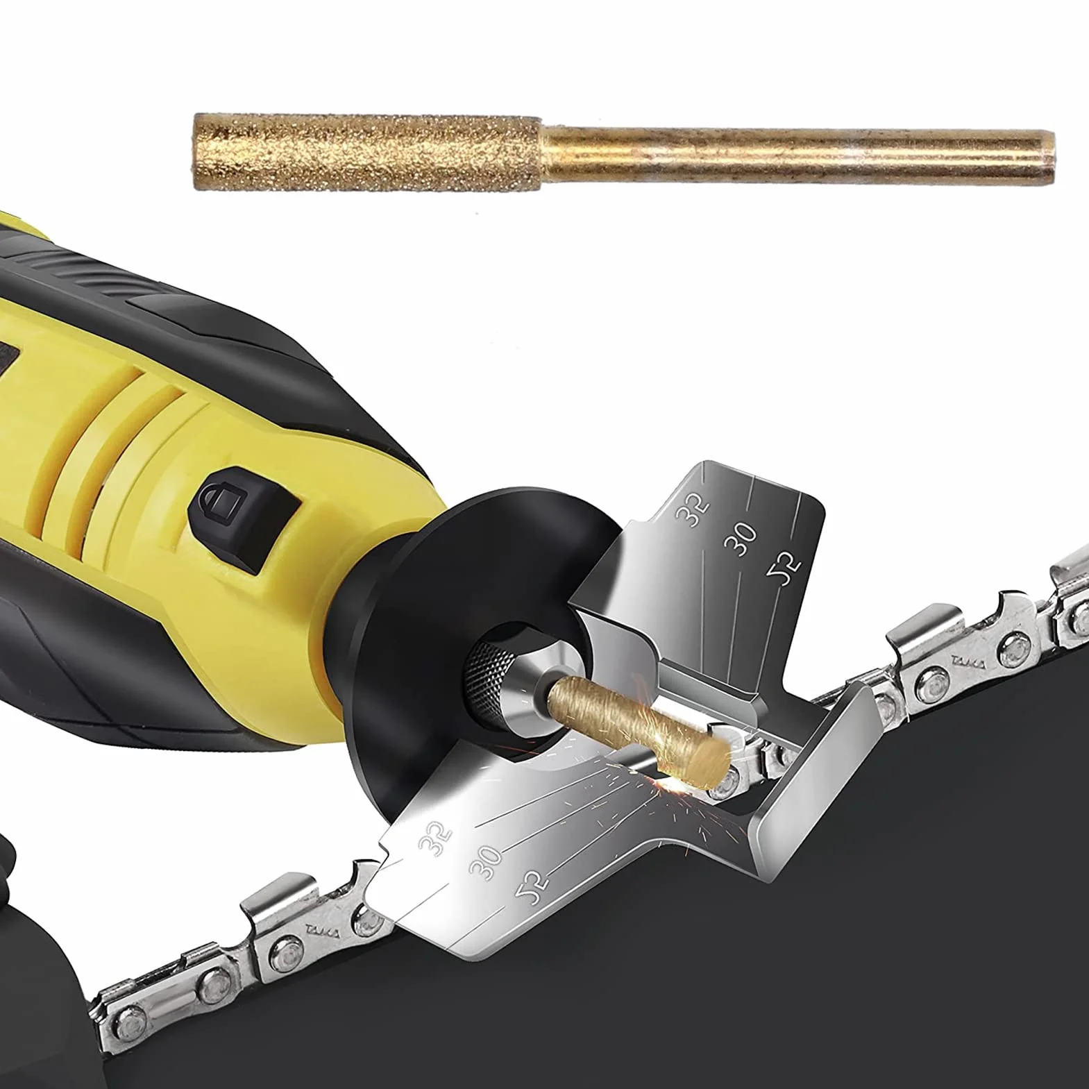 Zestaw 20 sztuk diamentowych ostrzarek do łańcuchów piłowych, narzędzie do ostrzenia łańcucha, kamień szlifierski do ostrzenia i szlifowania (5,5 mm)