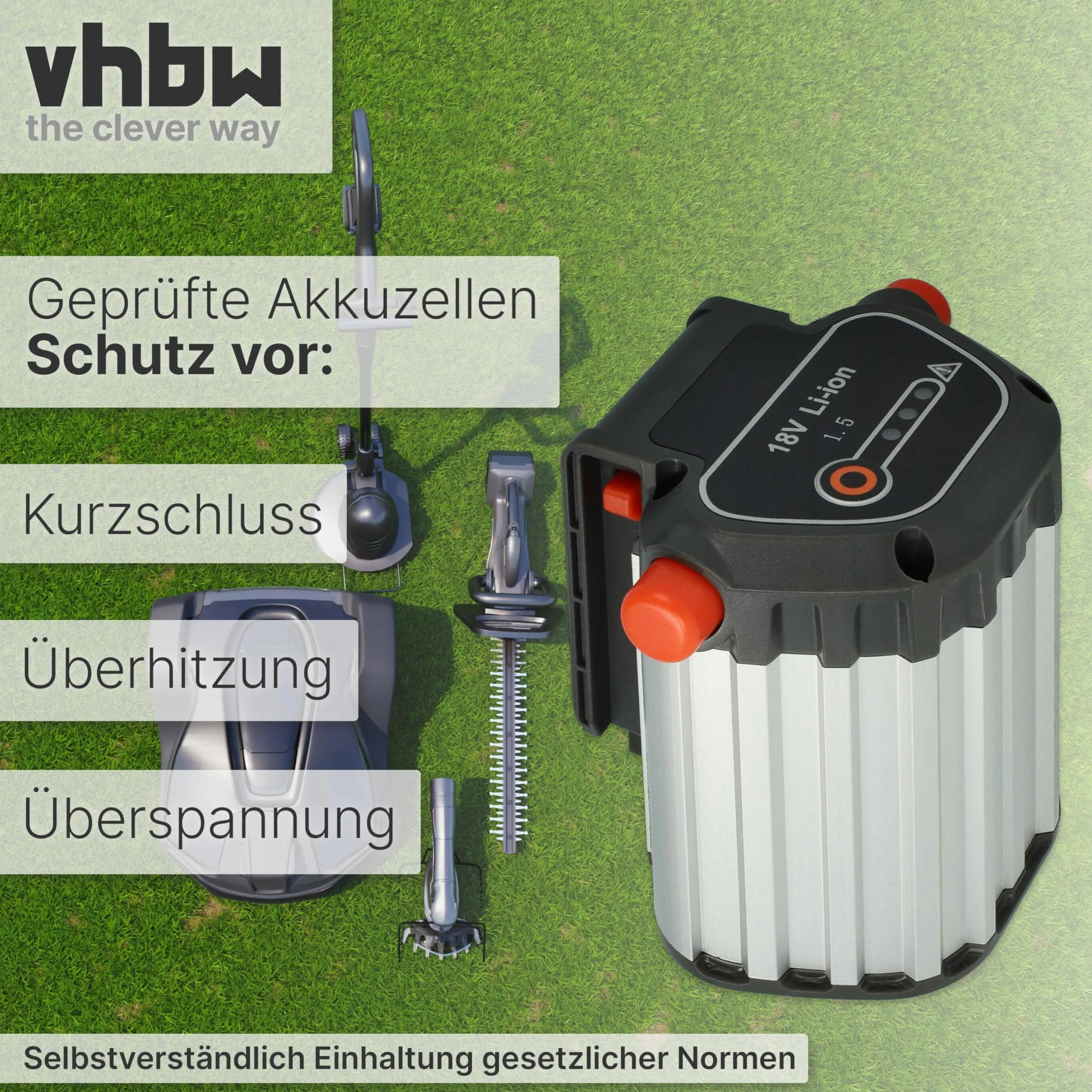 vhbw akumulator kompatybilny Gardena EasyCut Li-18/23 R 9823-20 zamiennik BLi-18 Li-Ion 1500mAh 18V