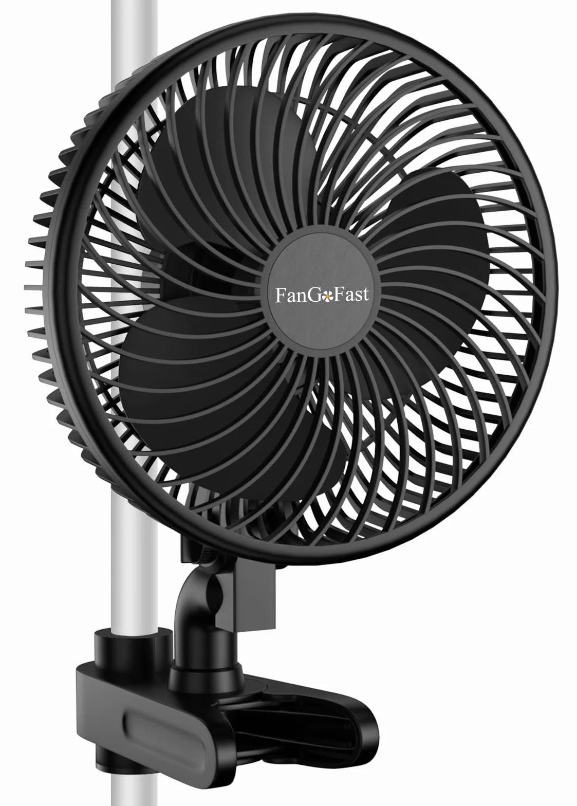 FanGoFast Wentylator Grow z klipsem, silnik EC, automatyczna oscylacja, 10 prędkości, oscylujący, z zaciskiem do namiotu uprawnego