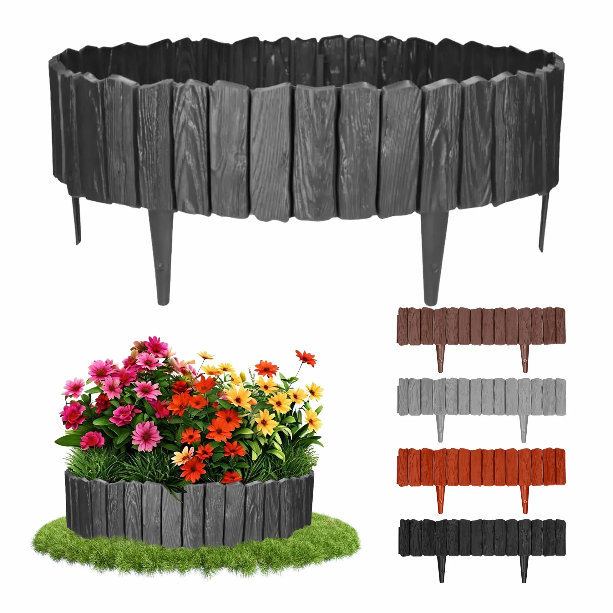 GARDENIX 2,3 m, obramowanie grządki, obrzeże trawnika, palisada ogrodowa, ogrodzenie rabatowe (antracytowe)