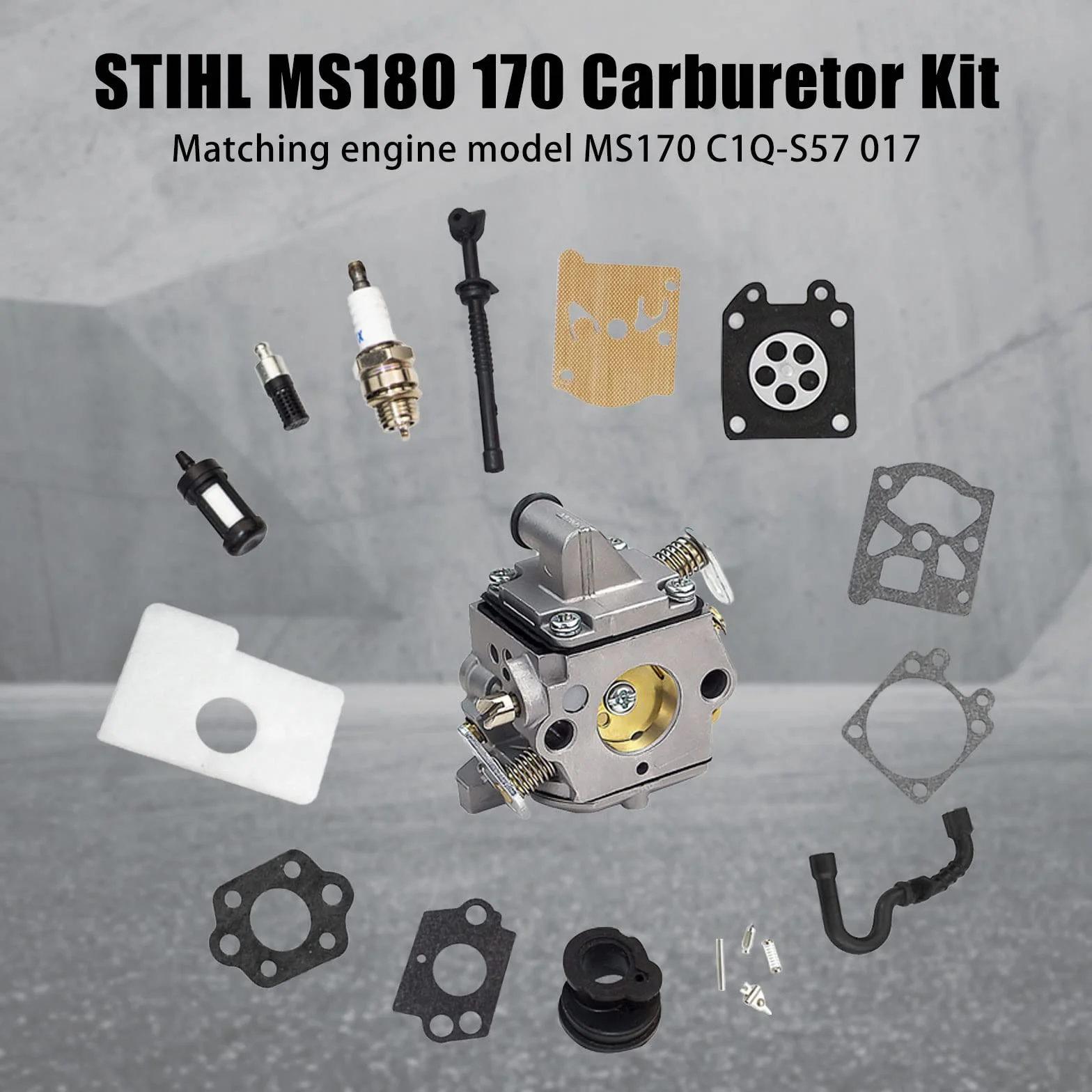 MS170 MS180 C1Q-S57A zestaw gaźnika do kosiarek łańcuchowych STIHL 017 018 MS 170 180 180C MS170 MS180 MS170C MS180C kosiarki z zestawem do regulacji filtra powietrza