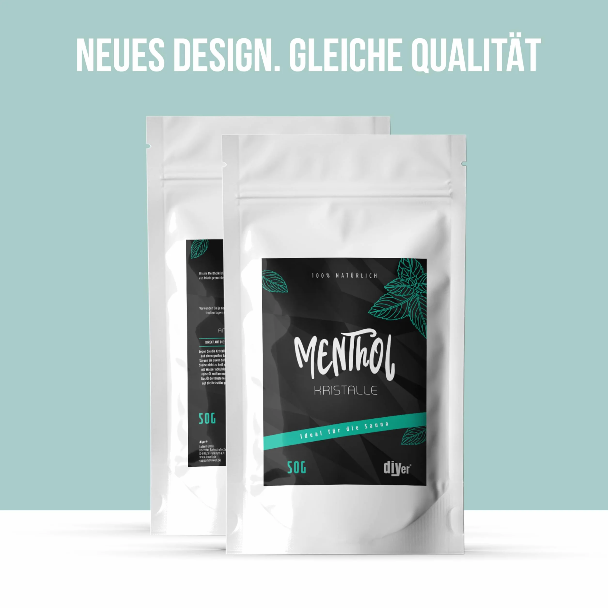 500g kryształków mentolowych w praktycznej torebce z suwakiem - certyfikowana jakość premium ze 100% czystego olejku miętowego - idealne jako napar do sauny - kryształki lodu