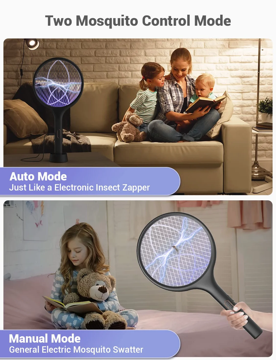 YISSVIC Elektryczna łapka na komary Extra Strong 4000 V 2 w 1 USB C z akumulatorem Akumulatorowa ze stabilną podstawą pułapką na światło UV Przeciw komarom Muchom Czarny