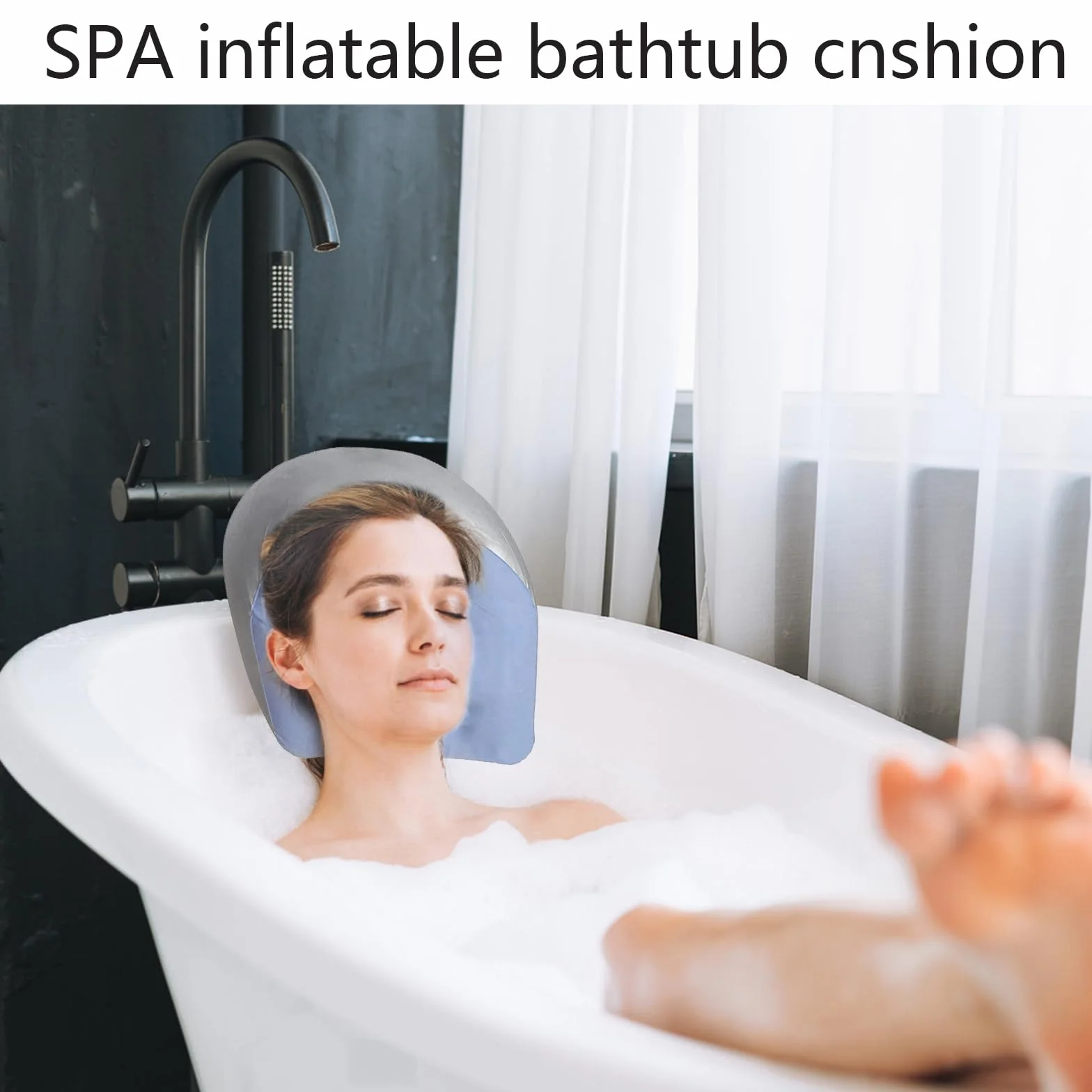 Nadmuchiwane siedzisko do wanny z hydromasażem, nadmuchiwane siedzisko z 4 przyssawkami, poduszka do wanny z hydromasażem, do wszystkich spa i wanien z hydromasażem (niebieski)