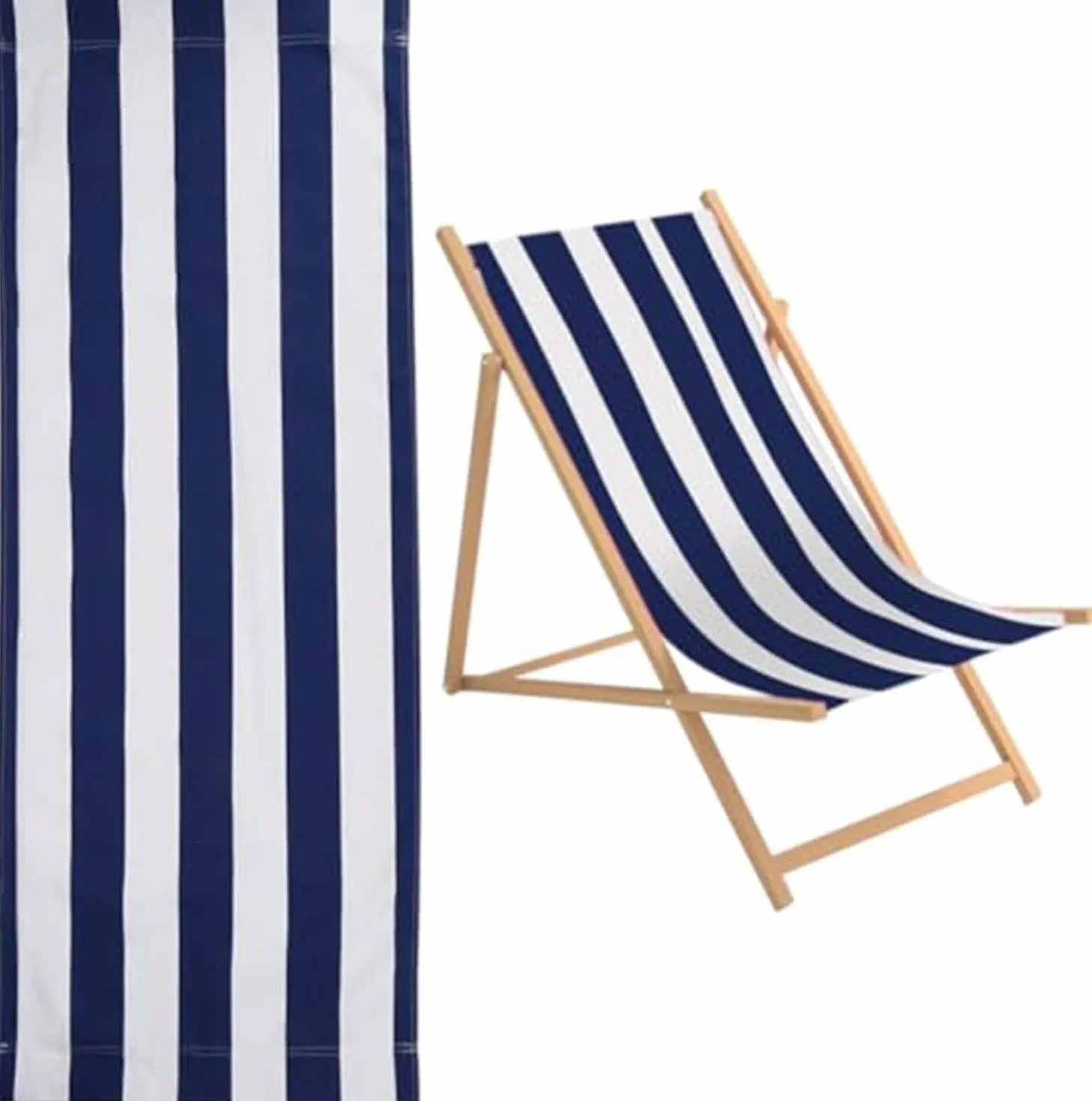 120 x 44 cm, 1/2 szt., wymienne płótno, niebieskie i białe paski, krzesło plażowe, leżak, leżak, leżak, do opalania, ogrodu, na dziedziniec, 2 szt