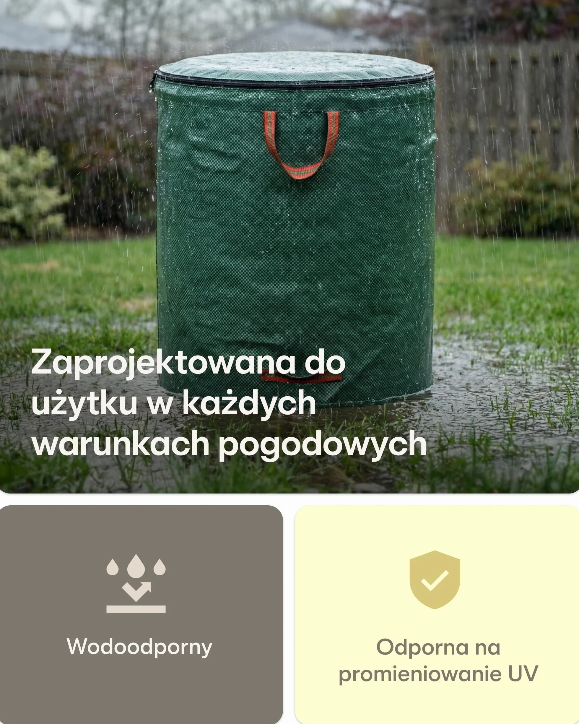 2x Worki Na Odpady Ogrodowe Wielokrotnego Użytku Z Uchwytami I Zamkiem Błyskawicznym Z Pokrywą 500L - Stabilne - Składane - Wytrzymały Polipropylen