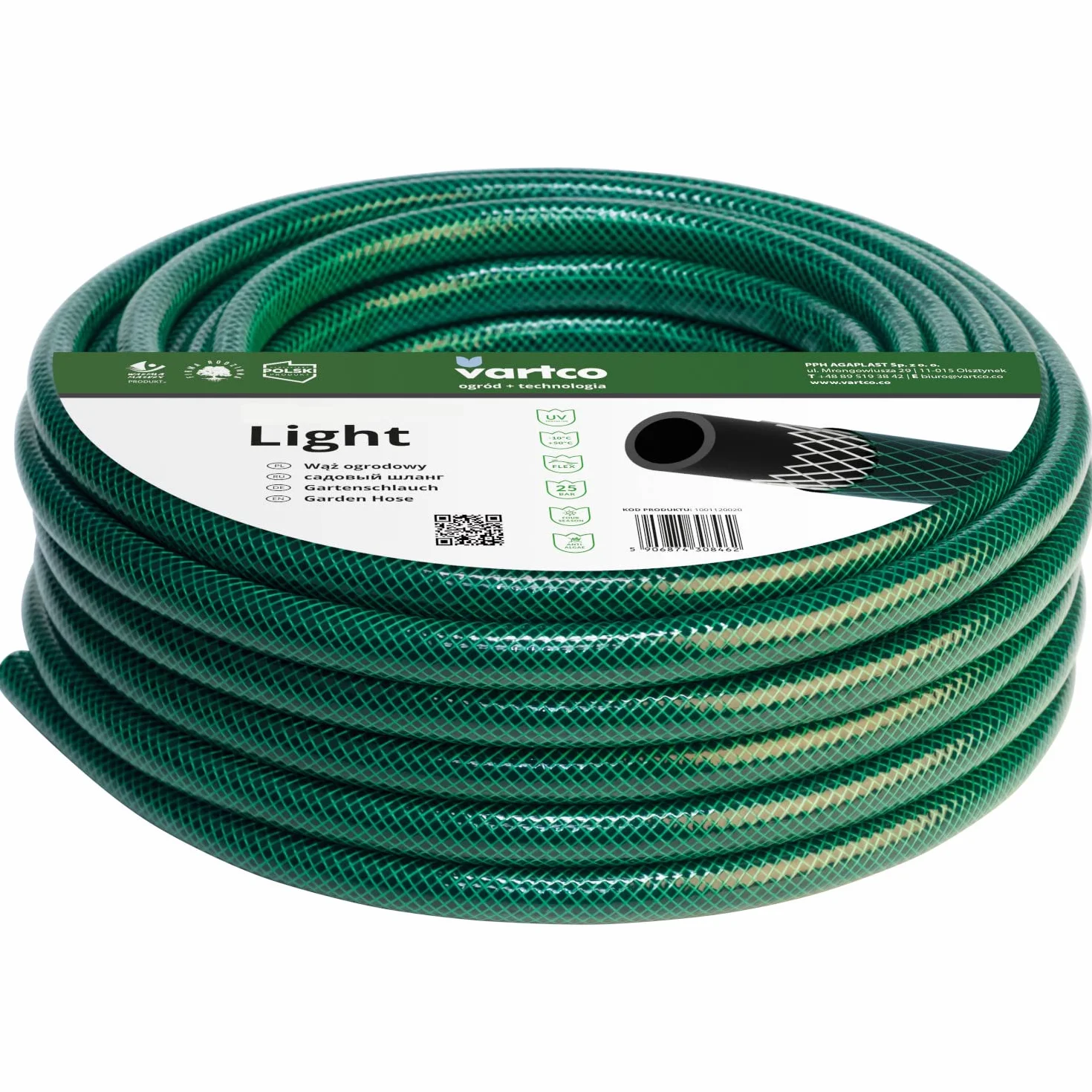 Light 3-warstwowy wąż ogrodowy, do nawadniania ogrodu, elastyczny wąż elastyczny, poliester, siatka krzyżowa, odporna na działanie promieni UV, 25 bar (1/2", 15 m)