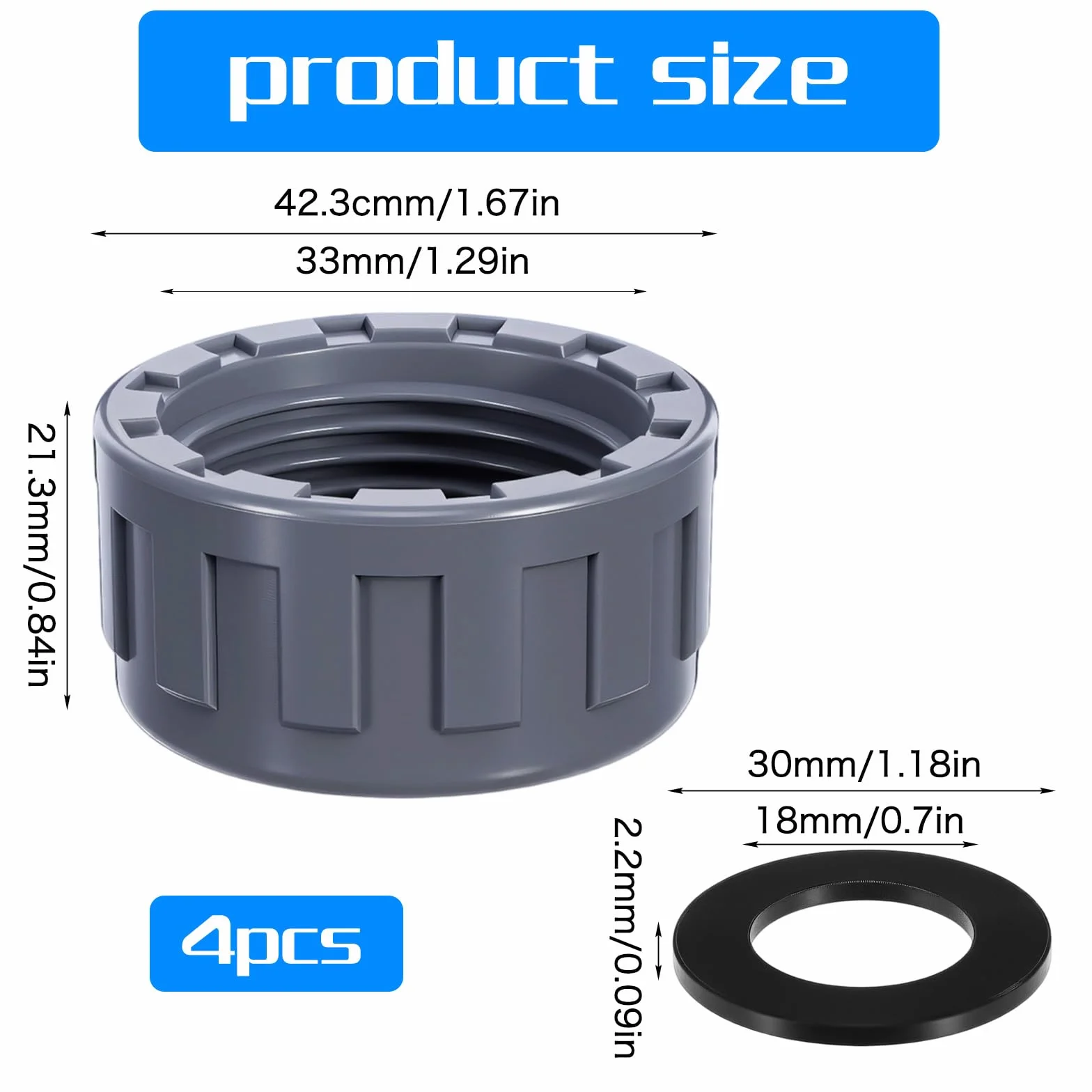 4 sztuki nakrętek gwintowanych PCW 32 mm, okrągły gwint wewnętrzny z 4 uszczelkami PVC zatyczki gwintowane tworzywo sztuczne nakrętka złączka węża wodnego do ogrodu, nasadka zaworu spustowego