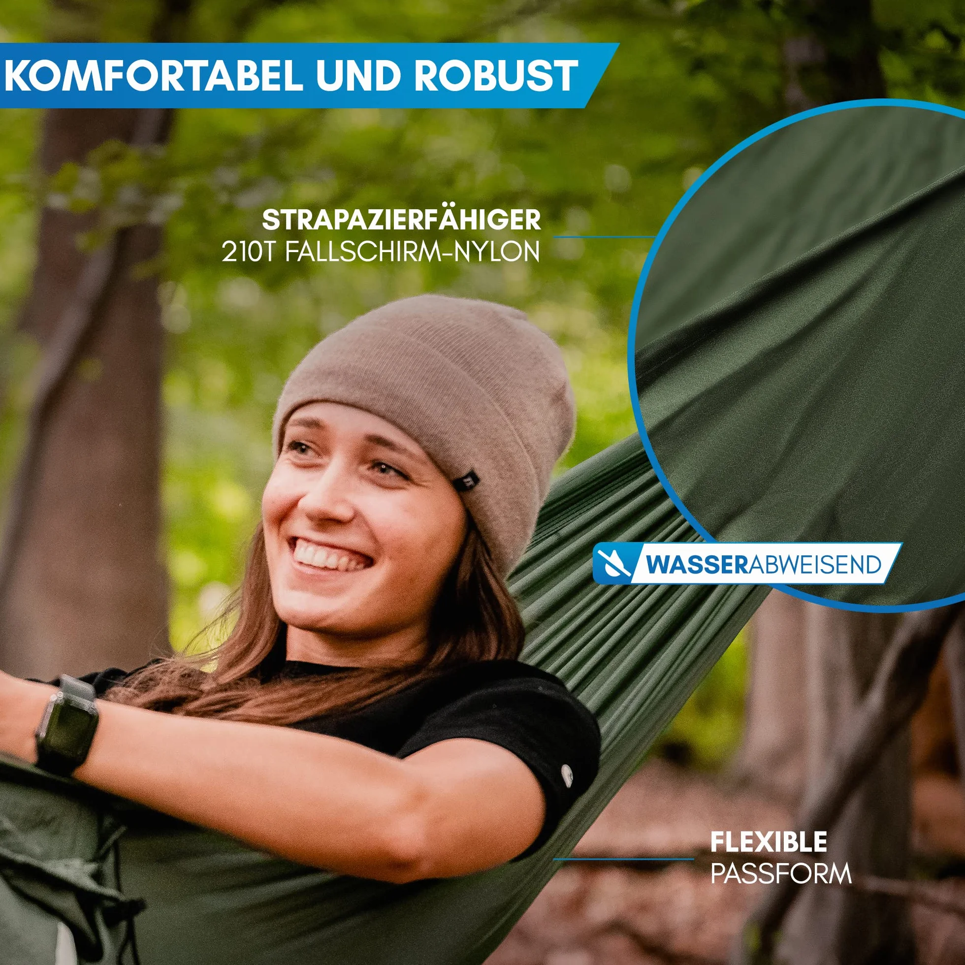 NORDMUT Hamak Outdoor z Zestawem Montażowym 300 kg 140 x 275 cm Zielony