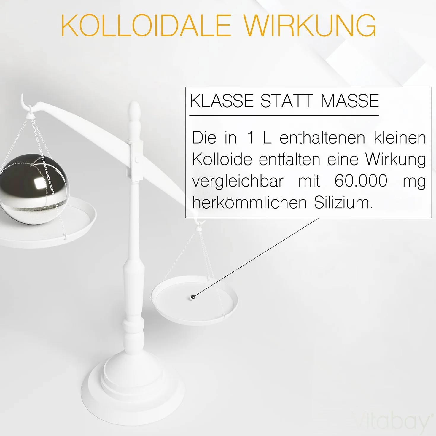 Vitabay Krzem koloidalny 50 PPM • 500 ml • wysoka dawka • poziom czystości 99,99% • bez dodatkowych dodatków • napełniony w butelce z brązowego szkła • Made in Germany