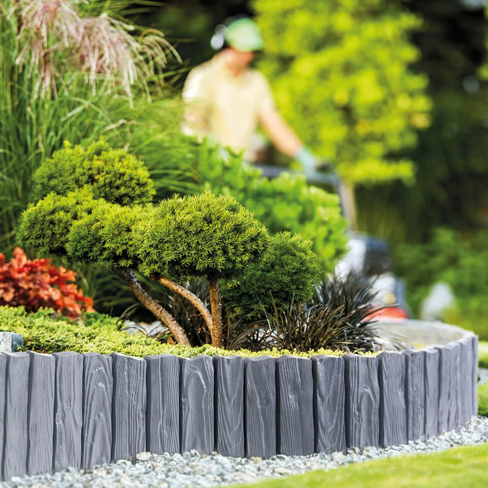 GARDENIX 2,3 m, obramowanie grządki, obrzeże trawnika, palisada ogrodowa, ogrodzenie rabatowe (antracytowe)