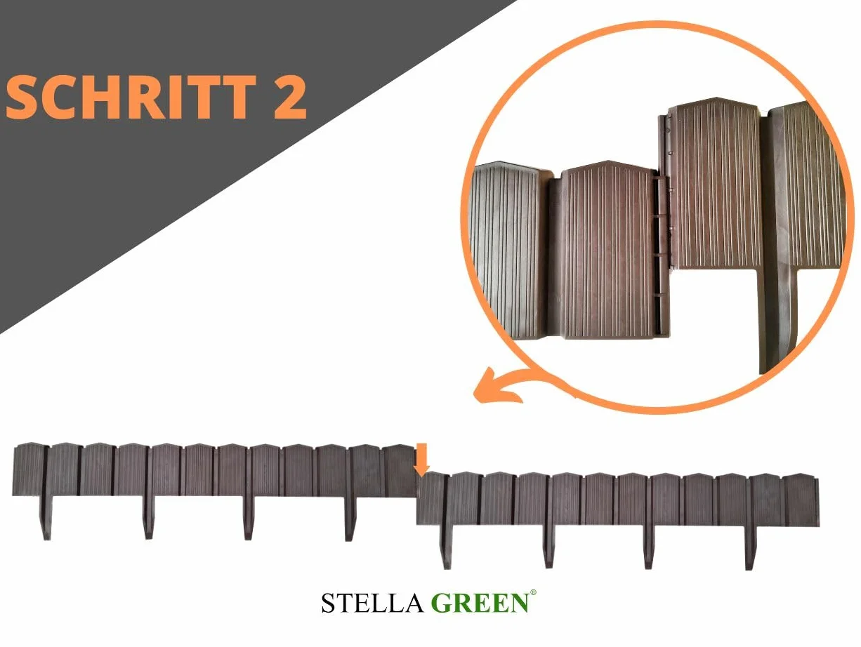 Stella Green Elastyczna Palisada Ogrodowa BOX 6,28 - Krawędź Trawnika - Ogrodzenie z Tworzywa Sztucznego Brąz