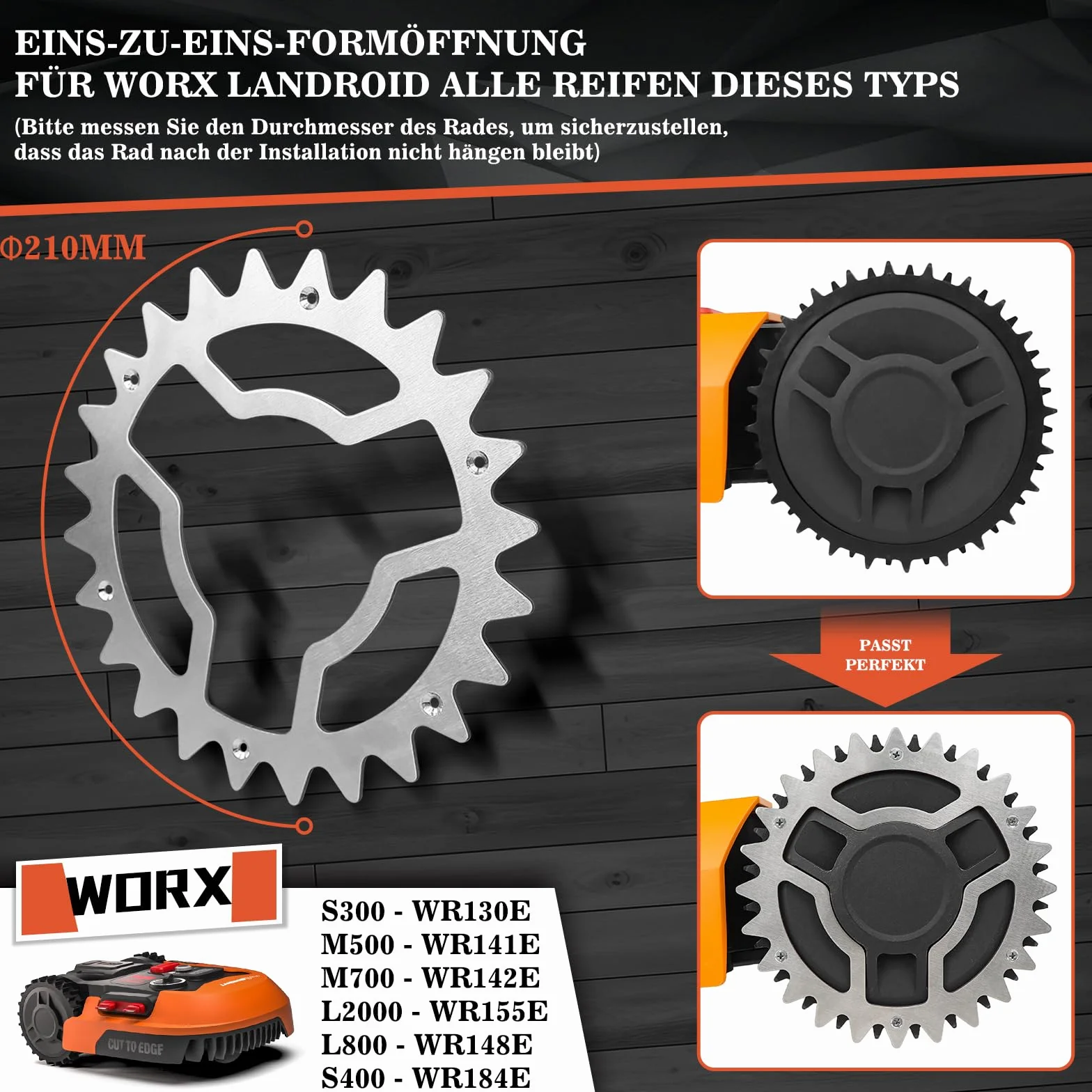 Kosiarka Worx Landroid model S/M, grubość 2 mm, ulepszona trakcja