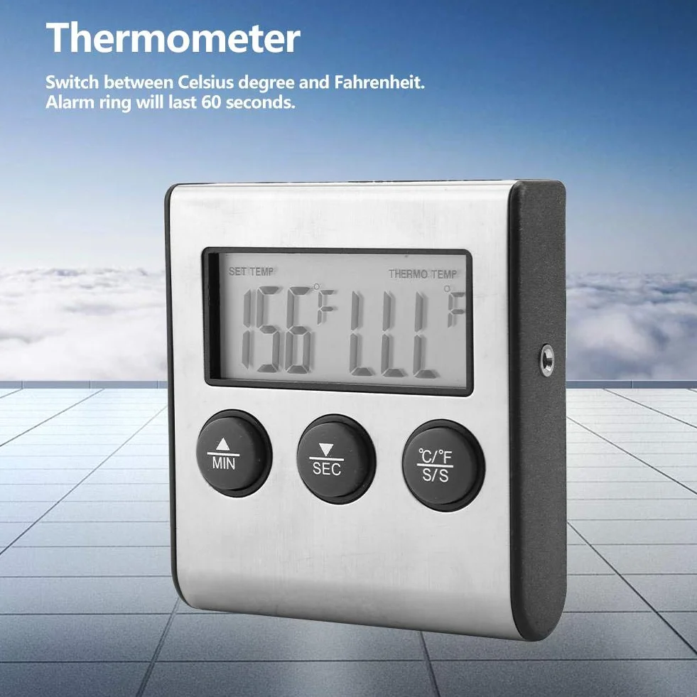 Termometr cyfrowy, ℃ ℃ miernik temperatury do żywności i mięsa, termometr do kuchni, grilla, z sondą termopar, 50 ℃ ~ 300 ℃