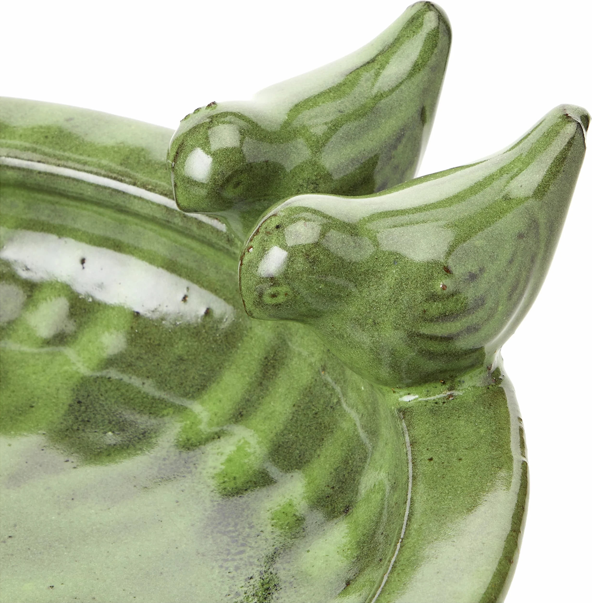 Esschert Design FB489, zielona kąpiel dla ptaków ceramiczna okrągła, 10,9 cm * 32,9 cm * 30,7 cm