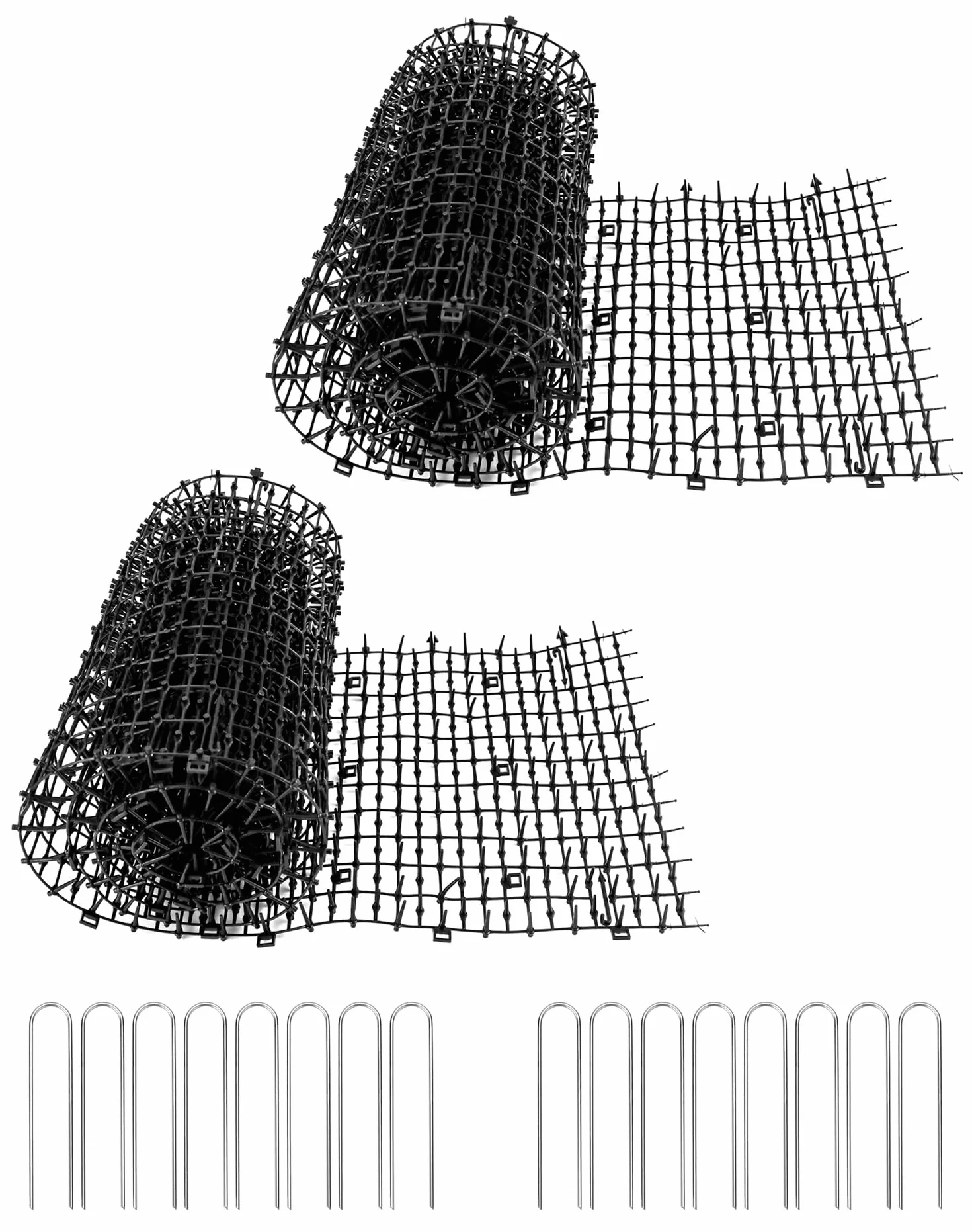 QWORK® 2-pakowa mata odstraszająca koty - 200 cm x 30 cm - siatka kolczasta z barierą dla zwierząt do pokojowego odstraszania kotów i innych zwierząt