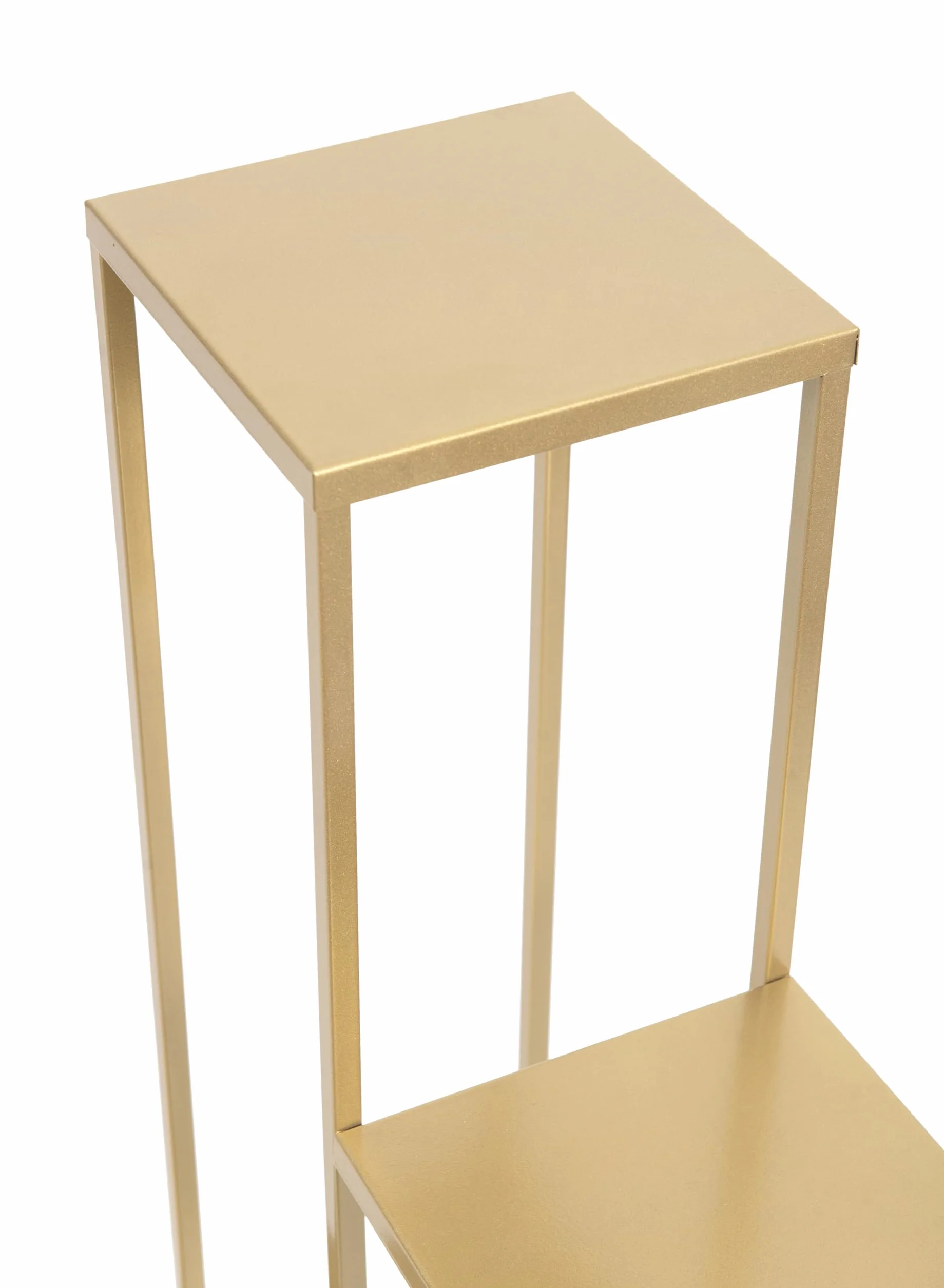 Stojak na rośliny Elle Metal - Kwietnik 3 poziomy - 40x40x95cm - kolor Złoty - do kwiatów w pomieszczeniach - metalowa półka - stolik dekoracyjny - stojak na kwiaty