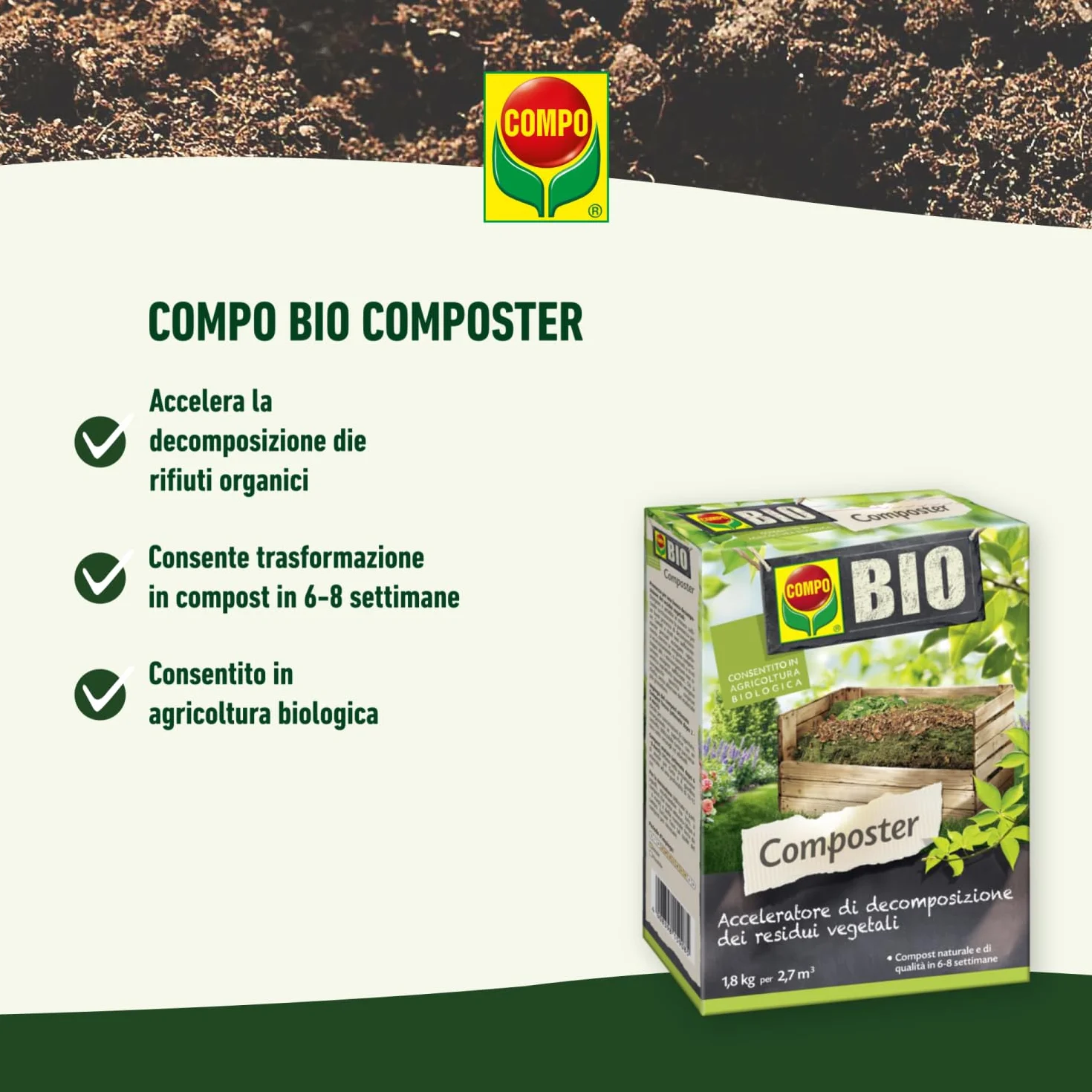 COMPO BIO komposter przyspieszający rozkład resztek roślin, 1,8 kg