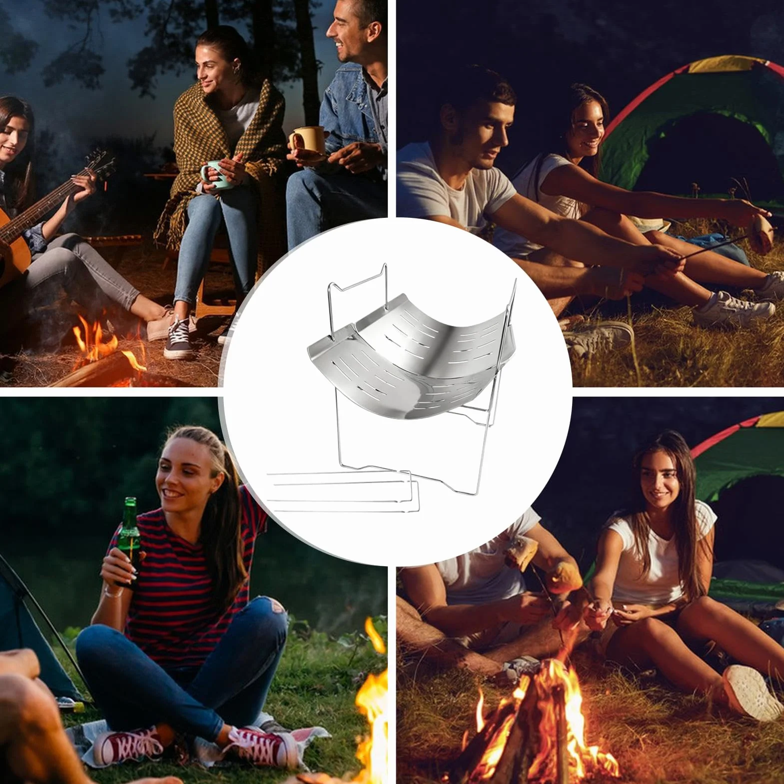 Bonfire Stand, Portable Stainless Steel Camping Supplies Stove Ranger Stands for Outdoor Picnic, Tent, Field, RV, Fishing, Urgency, Beach Outings, Road Trips, Home, Garden, Travel, Gift