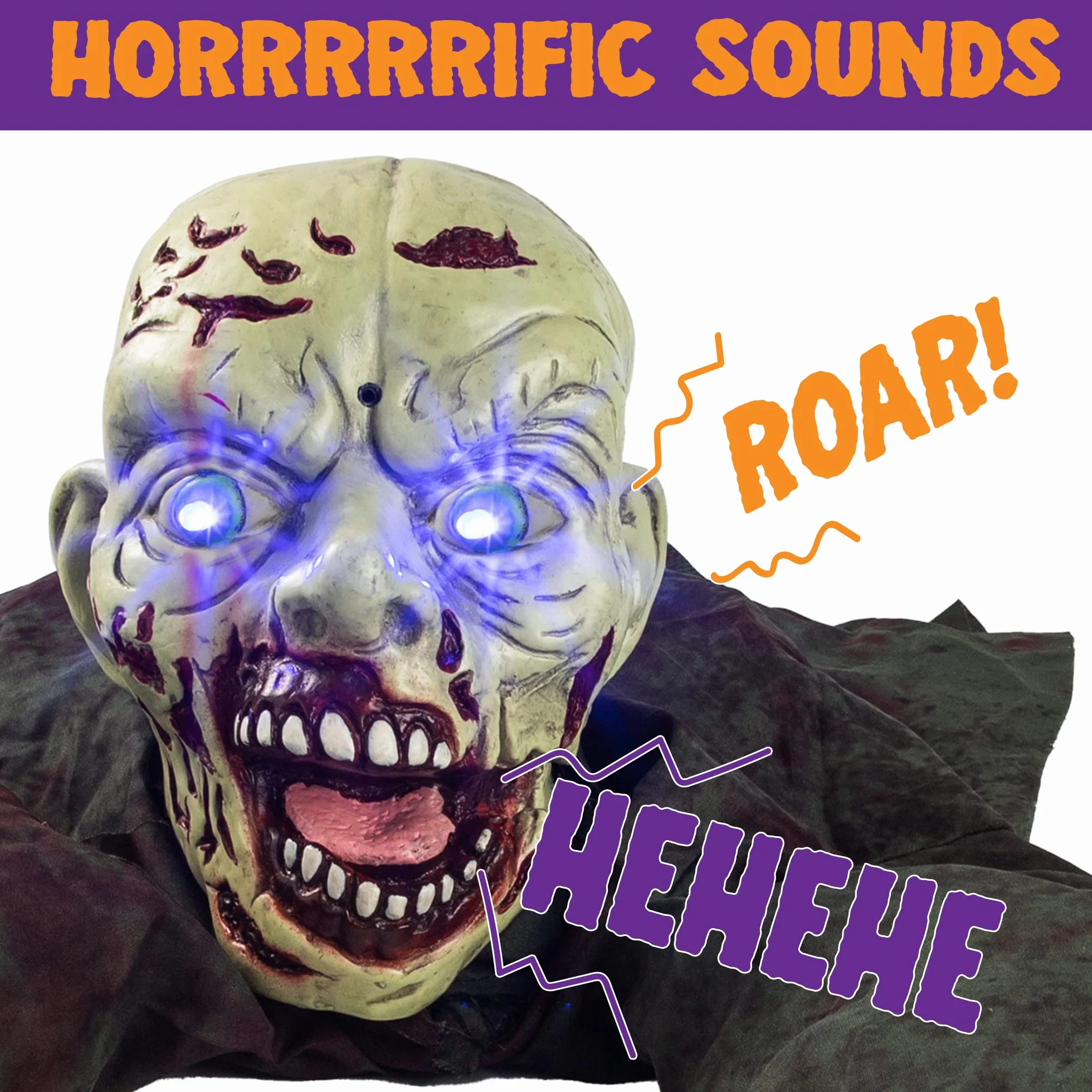 JOYIN Dekoracja zewnętrzna na Halloween, animowany przełom zombie, z przerażającym dźwiękiem i migającymi oczami, na Halloween, podwórko, trawnik, patio, nawiedzony dom, dekoracje zewnętrzne