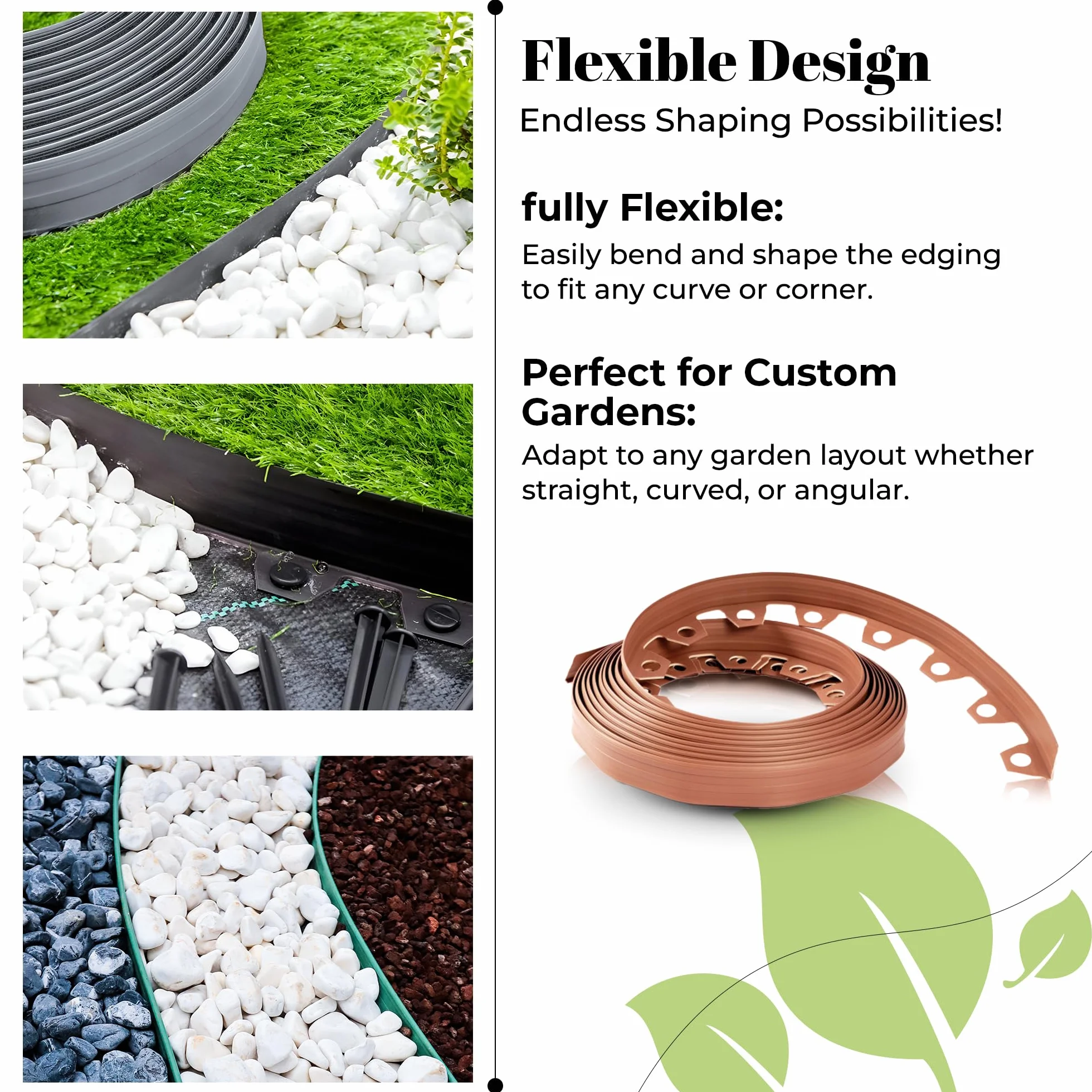 GARDENIX Elastyczne obrzeże trawnika 10 m 6 cm brązowe