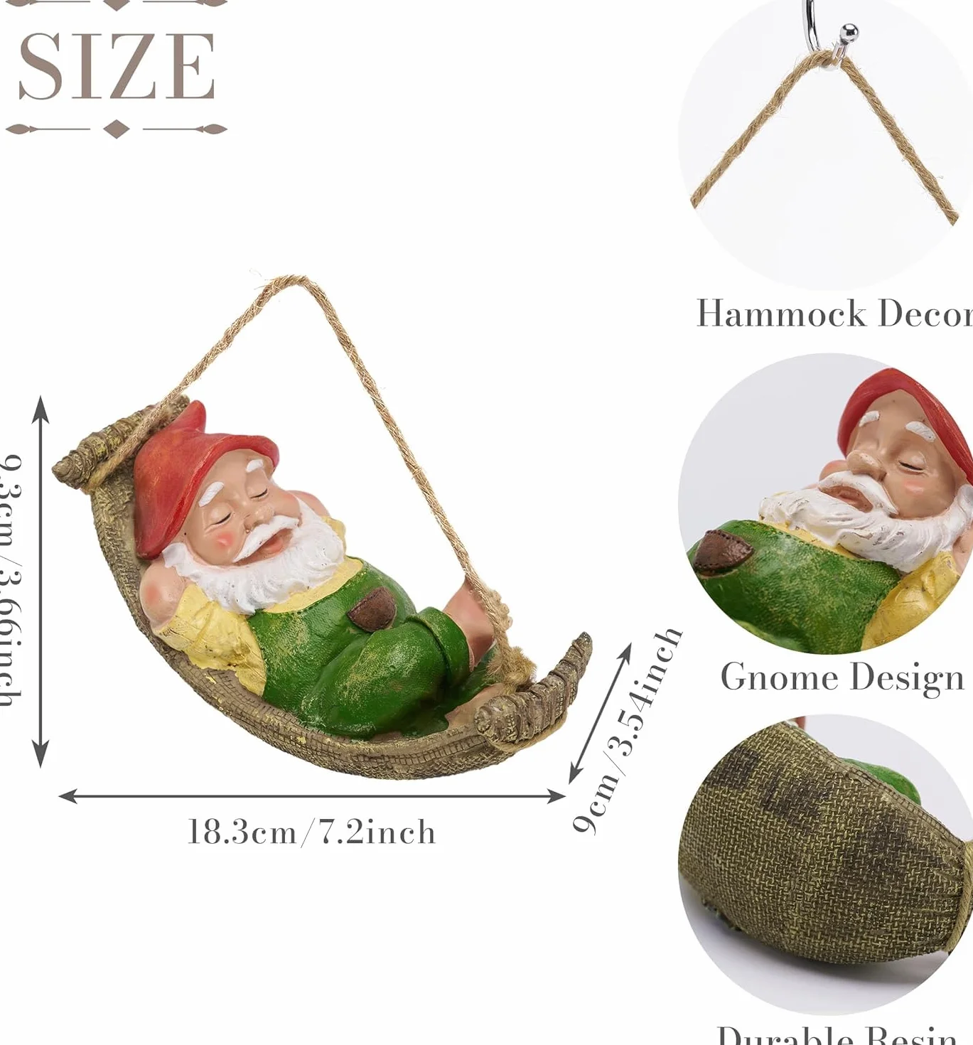 TERESA’S COLLECTIONS Fairy Garden Gnome Statue, Wodoodporna żywica Wisząca Ozdoba Ogrodowa do Dekoracji Trawnika Ogrodowego na świeżym Powietrzu lub Jako Prezent Dla Dzieci