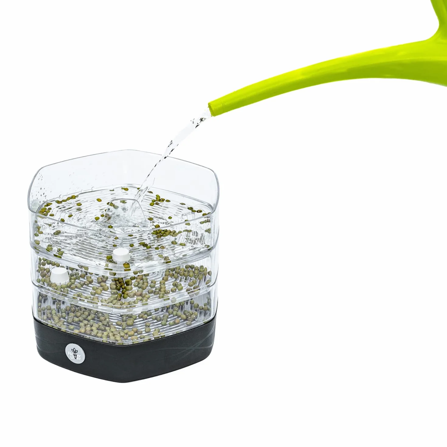 Zestaw Tac do Kiełkowania z 3 Poziomami, ø 17 cm - Wieża do Kiełków, Rzeżuchy, Mikrogreenów - Designerskie Sito z Wysokiej Jakości Tworzywa Sztucznego (Antracyt)