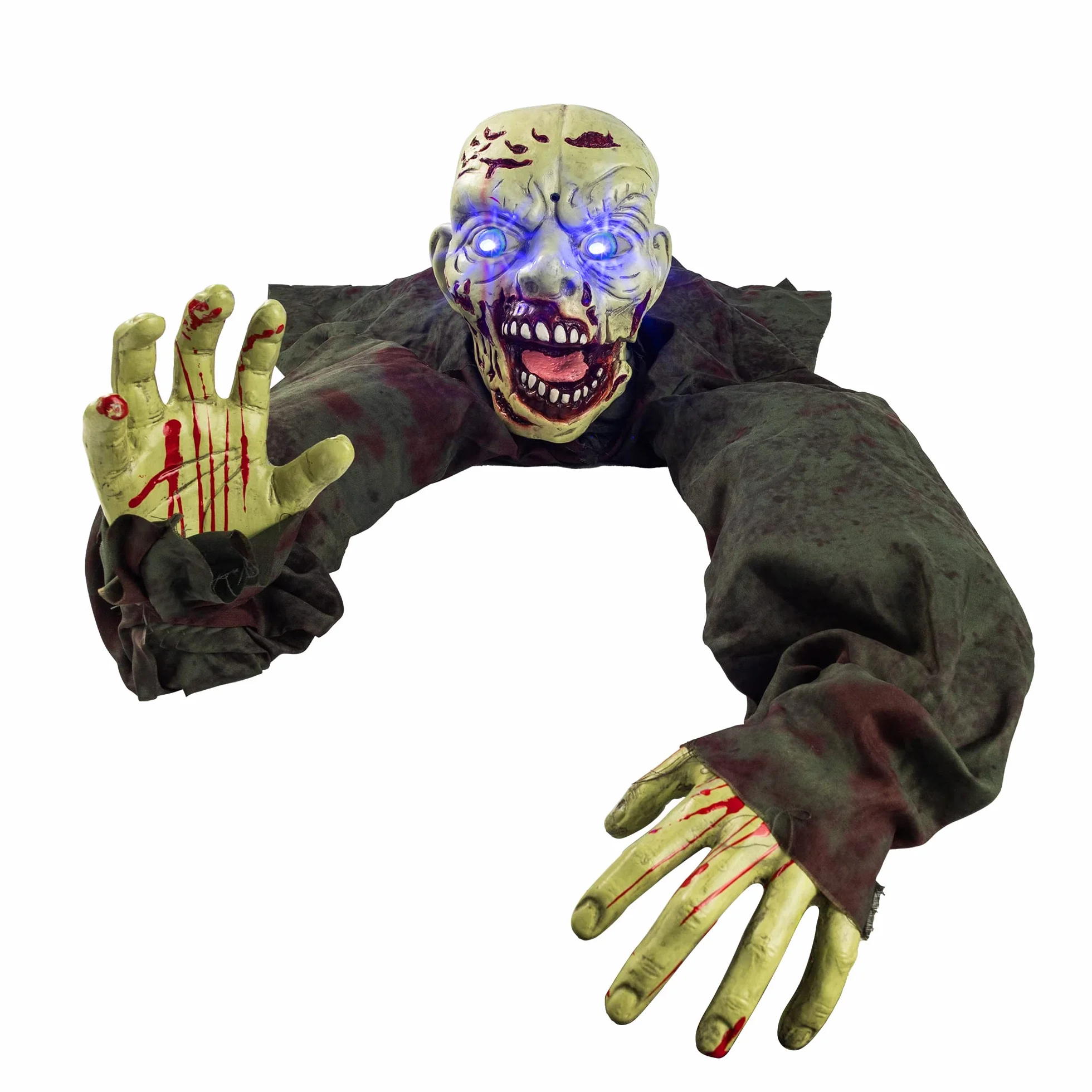 JOYIN Dekoracja zewnętrzna na Halloween, animowany przełom zombie, z przerażającym dźwiękiem i migającymi oczami, na Halloween, podwórko, trawnik, patio, nawiedzony dom, dekoracje zewnętrzne