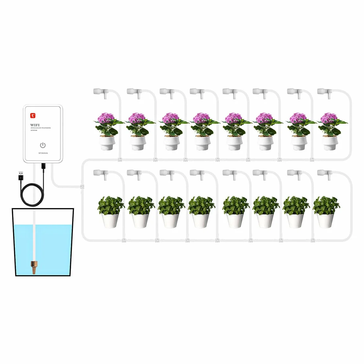 WANGCL Automatyczny system nawadniania WiFi Smart Timer Waterer Kompatybilny z Tuya Smart Life
