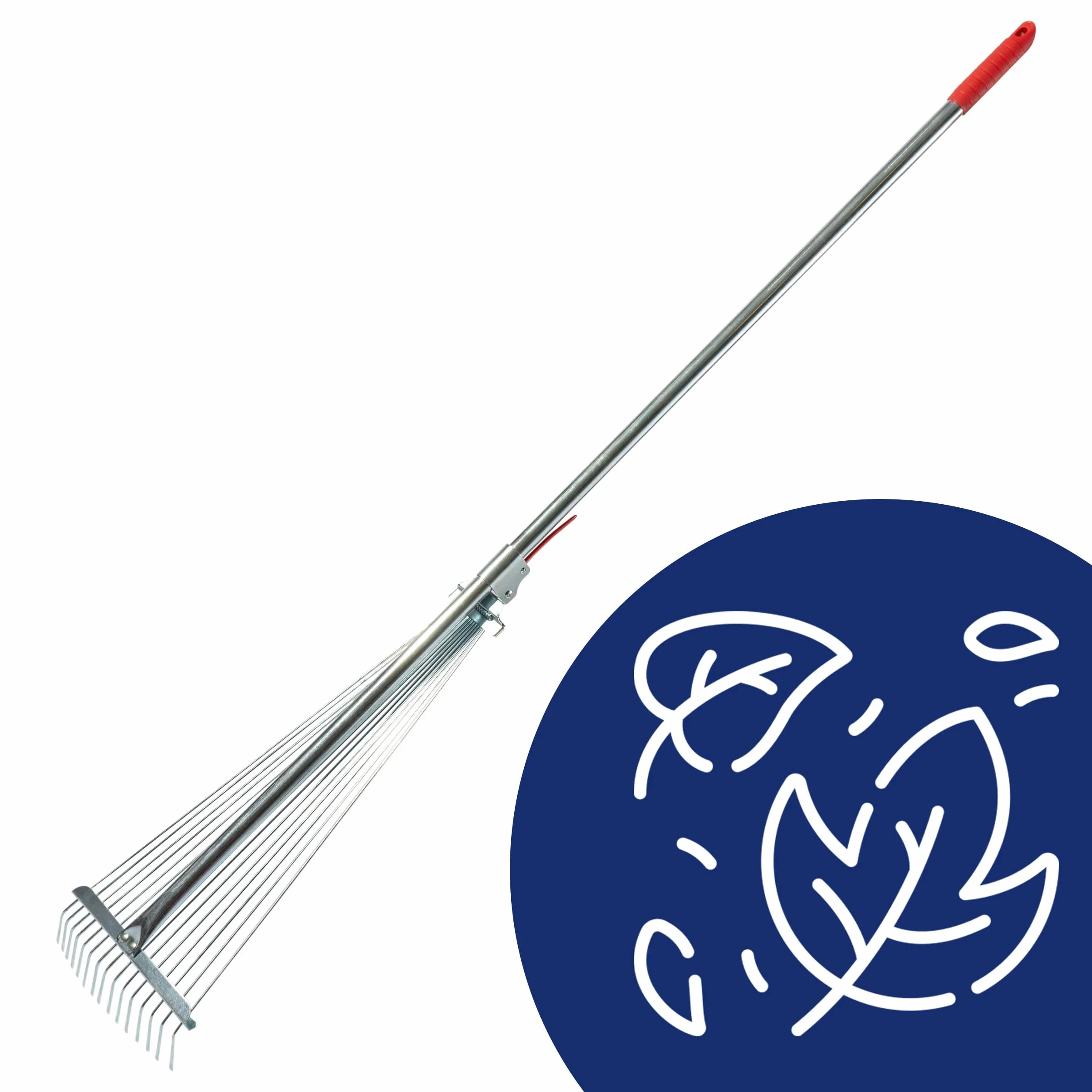 Regulowane grabie teleskopowe do liści trawy lekkie i ergonomiczne metalowe 160 cm 15 zębów grabie ogrodowe do siana trawy wzmacniane grabki