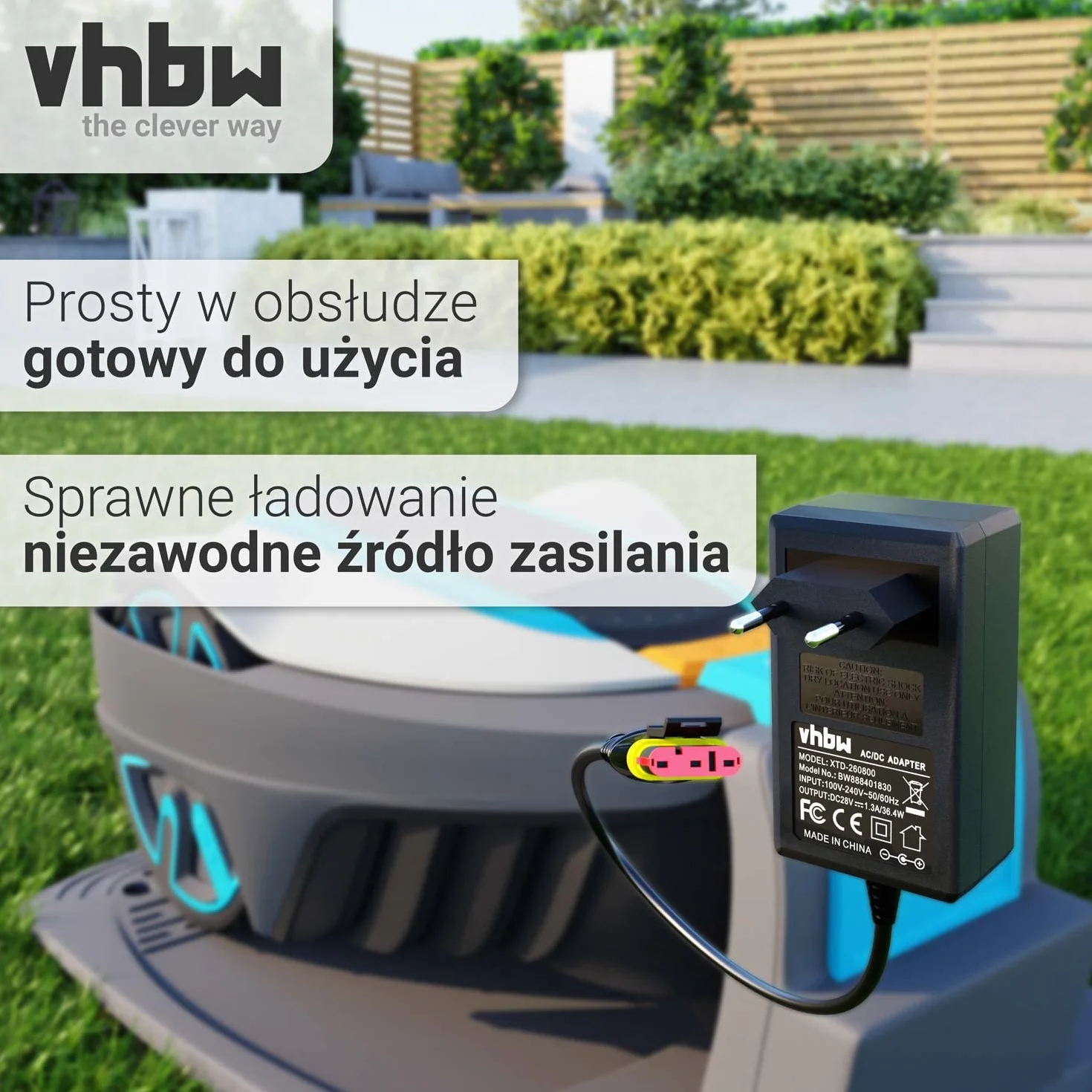 vhbw Zasilacz sieciowy kompatybilny z Gardena R50Li, R80Li, R40Li, R45Li, R70Li, Sileno City, Sileno Life robot kosiarka