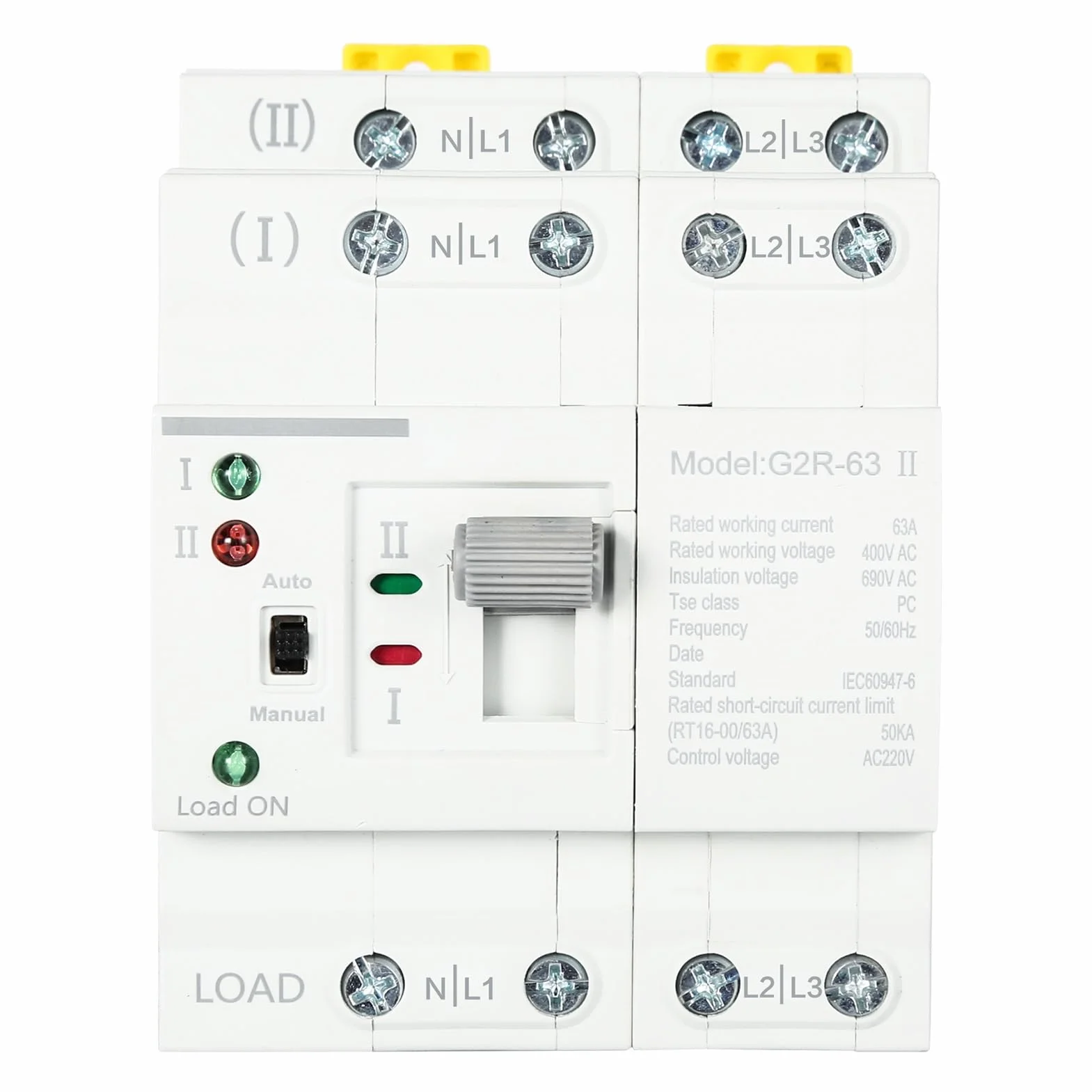 DEWIN Automatyczny przełącznik transferowy, ATS G2R 4P 63A, szyna DIN, Dual Power, automatyczny przełącznik transferowy, elektryczny przełącznik wyboru, 220V