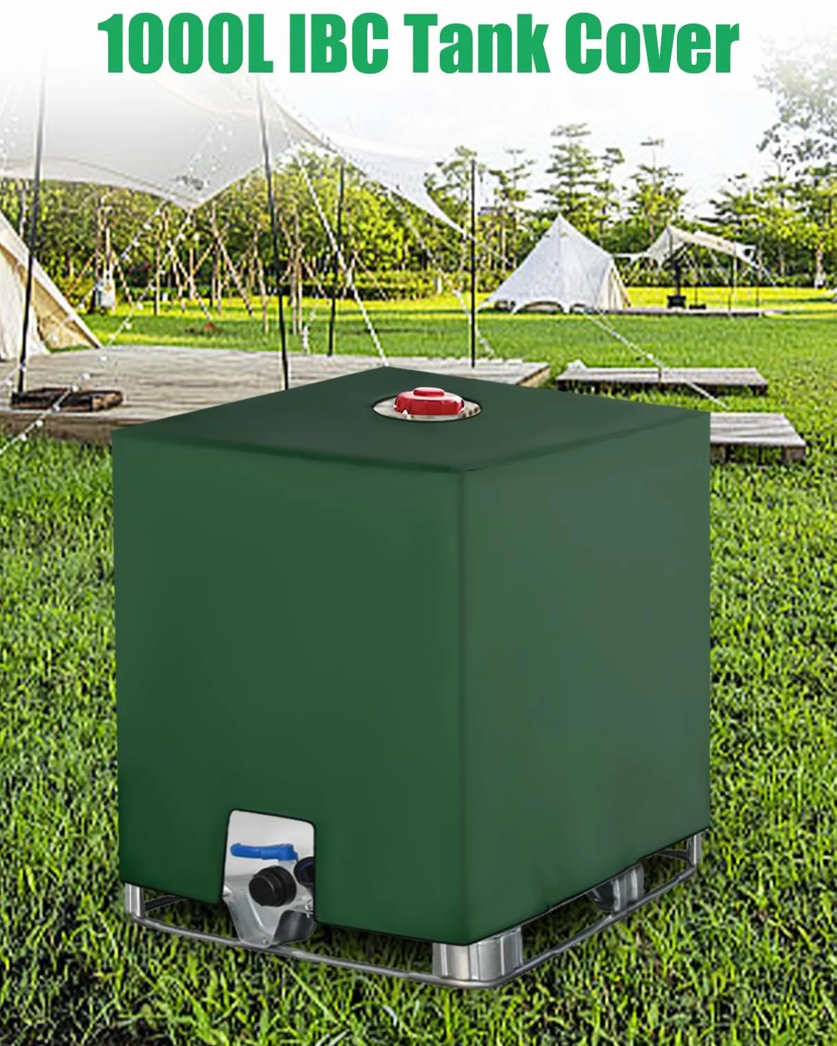 Pokrywa zbiornika na wodę IBC 1000 l pyłoszczelna anty-UV 120x100x116 cm zielona