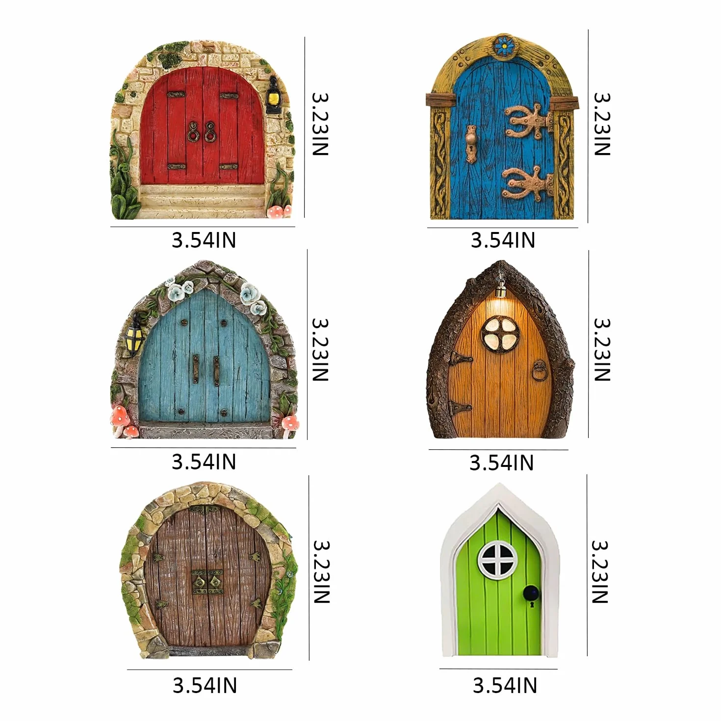 6 sztuk miniaturowedrzwi ogrodowe, wróżkowe i bajkowe, dekoracyjne mini drzwi ogrodowe, drewniane zewnętrzne