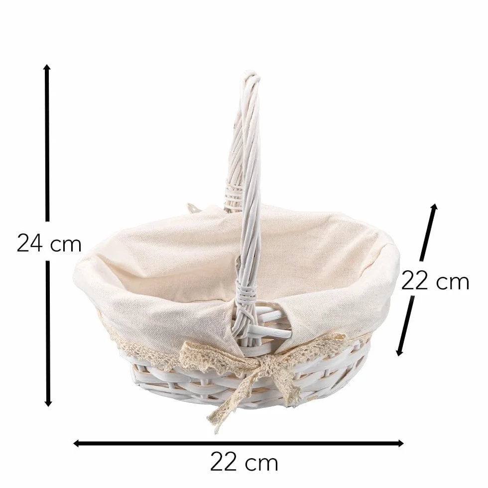 Ideen mit Herz Koszyk z wikliny | Koszyk z drewna z materiałem | Kolory naturalne | Wiklinowe | Koszyk na prezenty | Opakowanie na prezent | Dekoracja | Shabby Chic | Kwiaty