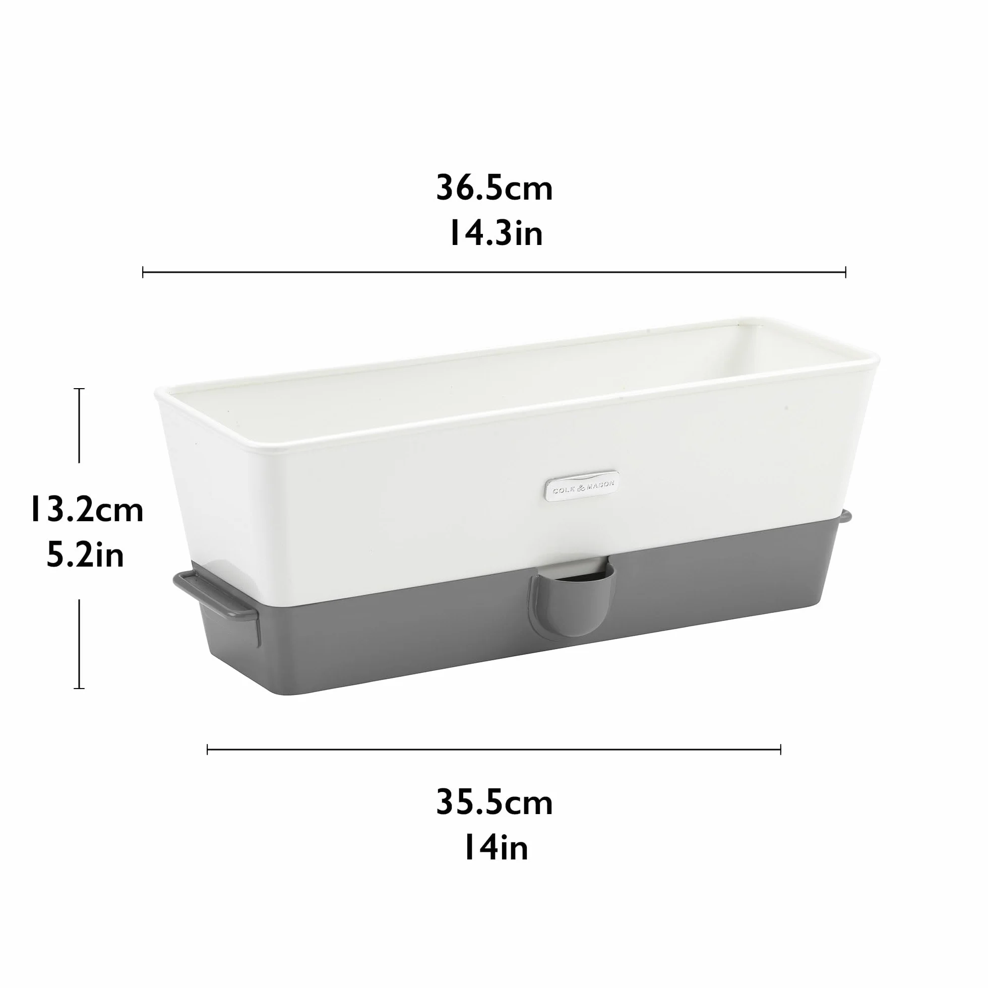 Cole & Mason H105349 Burwell samonawadniająca się doniczka na zioła, parapet, skrzynka na zioła, do użytku wewnątrz i wewnątrz, do ogrodu ziołowego, potrójna, nadaje się do 3 doniczek (85 mm), zawiera