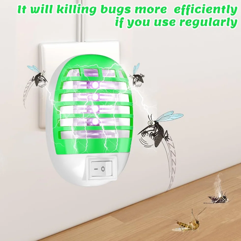 AOOWU Lampa przeciw komarom, 4 szt., lampa UV zabójca owadów, elektromagnetyczny zabójca much, skuteczna pułapka na muchy, zabijająca komary i inne latające owady