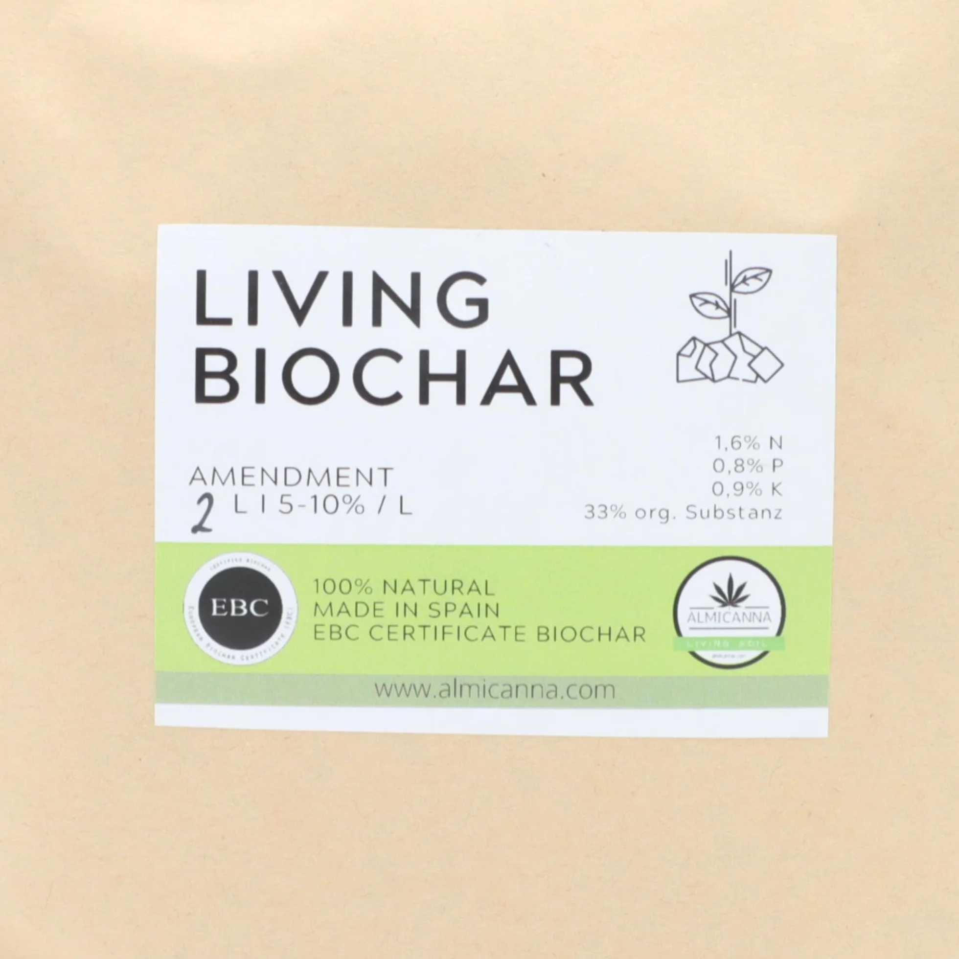 Living Biochar 2 l – aktywny węgiel roślinny do uprawy konopi – amendment w Living Soil i Terra Preta – aktywator gleby