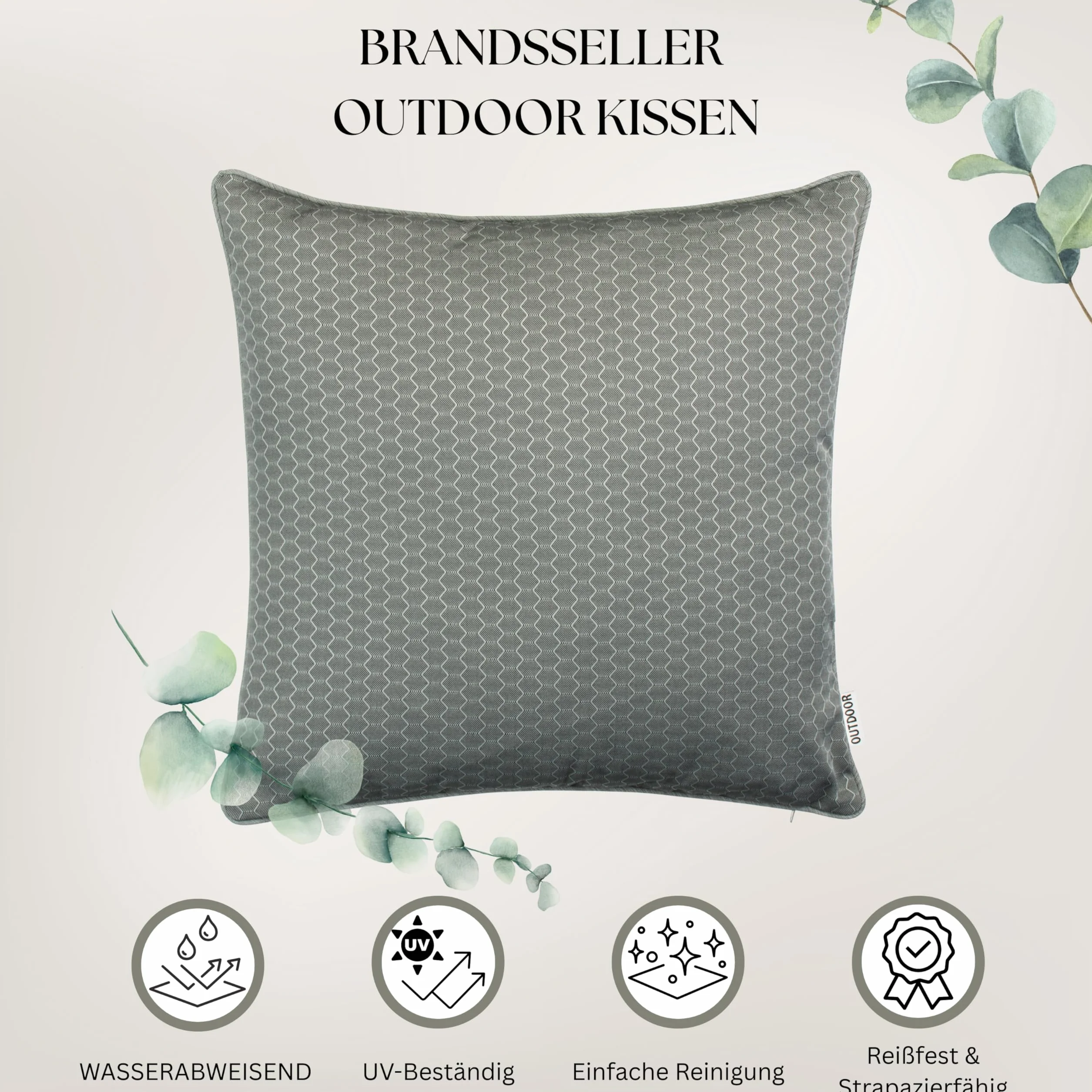 Brandsseller Outdoor ogrodowa poduszka dekoracyjna o strukturze plastra miodu odporna na zabrudzenia i działanie wody z zamkiem błyskawicznym ok. 45 x 45 cm 4-częściowe opakowanie ekonomiczne taupe