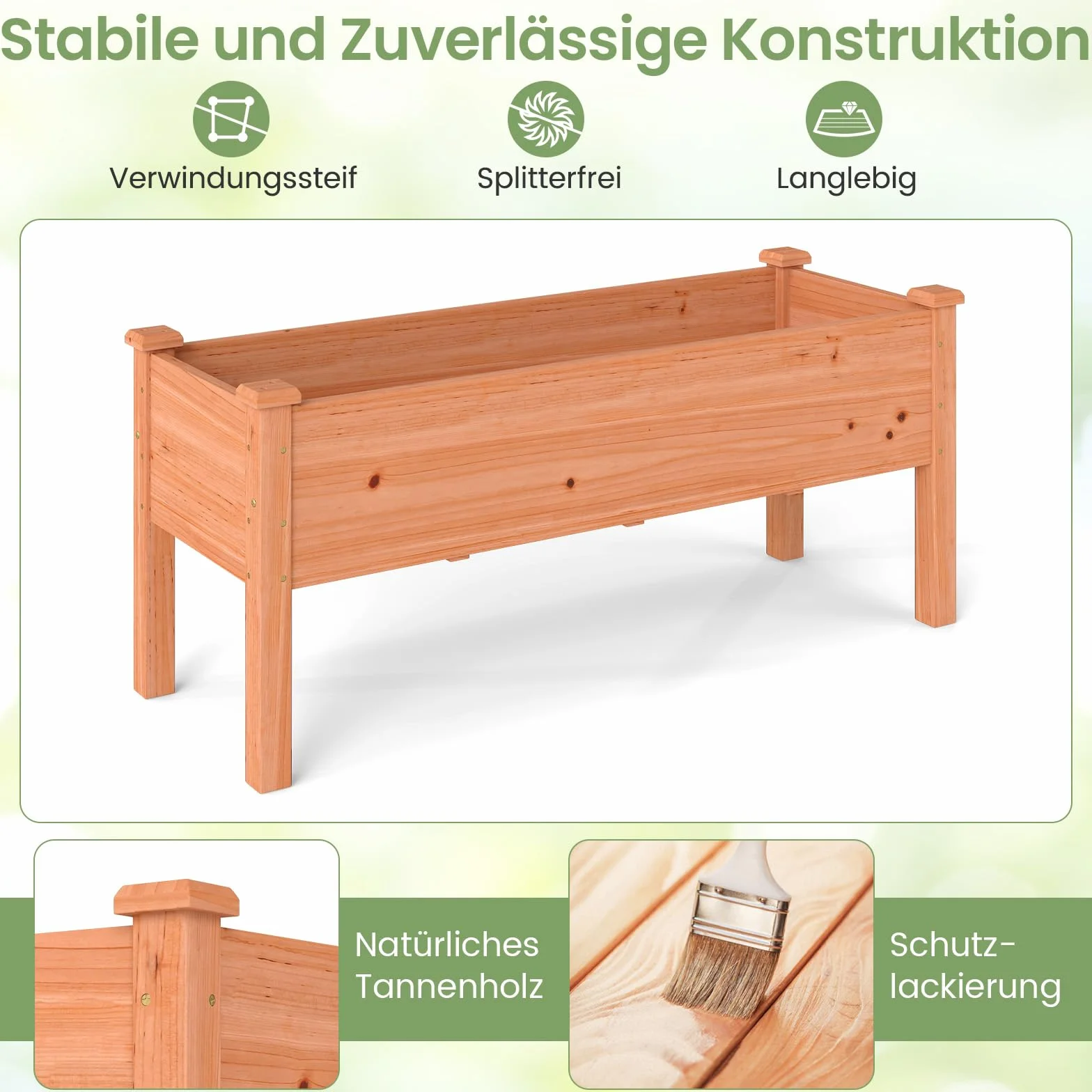COSTWAY Podwyższona grządka dla dzieci, 120 x 43,5 x 51 cm, obciążenie do 100 kg, donica na kwiaty z otworami odpływowymi, prostokątna grządka na zioła, do ogrodu, na taras, balkon, pomarańczowa