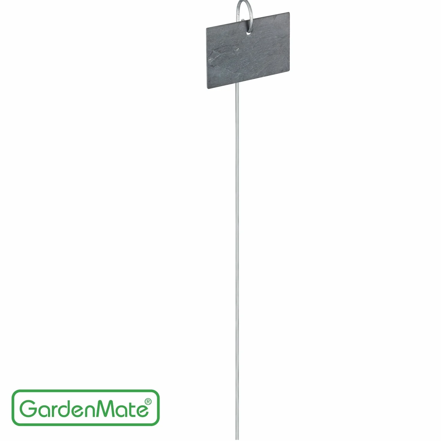 GardenMate Zestaw 10 etykiet do roślin łupkowych w nowoczesnym stylu (10 x 7 cm) wiszących na metalowym pręcie ze stali nierdzewnej (55 cm)