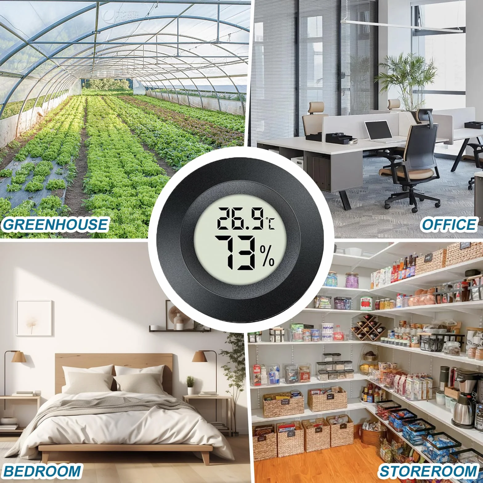 JEDEW Termometr cyfrowy z higrometrem, miernik wilgotności wewnątrz/na zewnątrz, termometr do humidorów, Greenhouse Garden, Cellar Fahrenheita (℉) lub Celsjusza (℃)