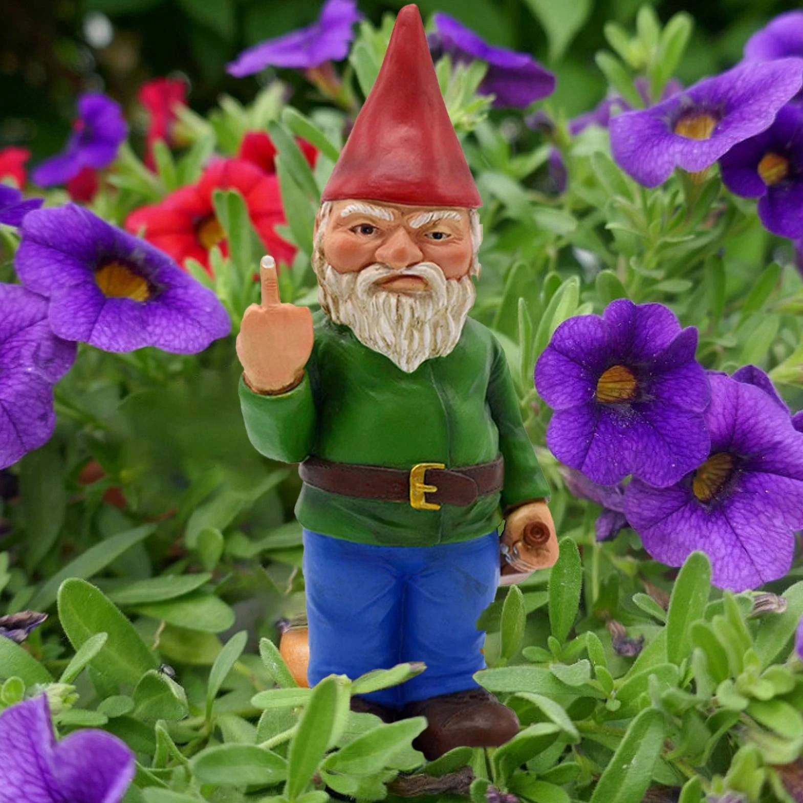 15 cm krasnal ogrodowy statuetka ornament – The Go Away Gnomen – zabawne ozdoby na trawnik, dekoracja wewnętrzna lub zewnętrzna