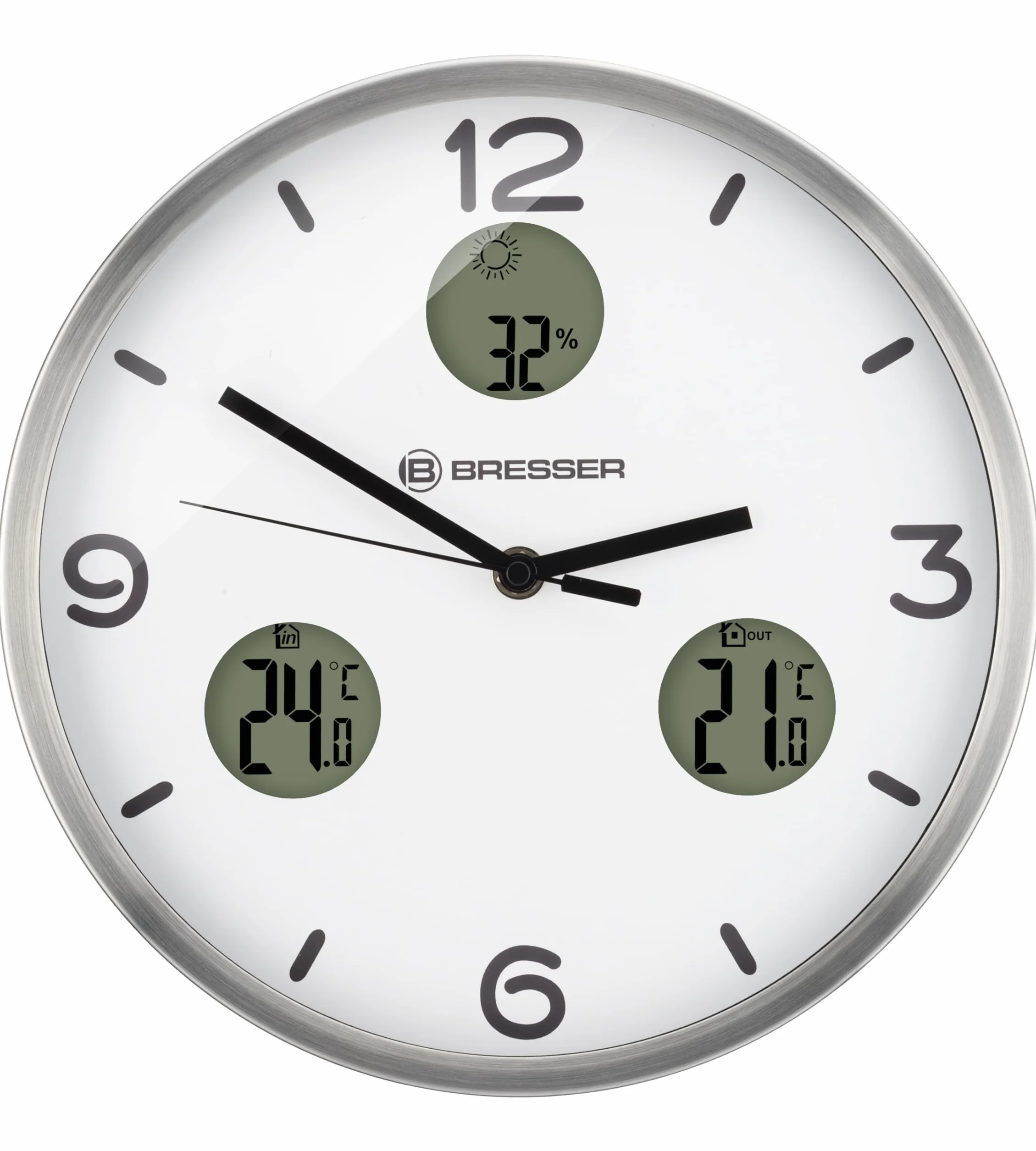 Bresser MyTime io NX radiowy zegar ścienny z termometrem i higrometrem – średnica 30 cm
