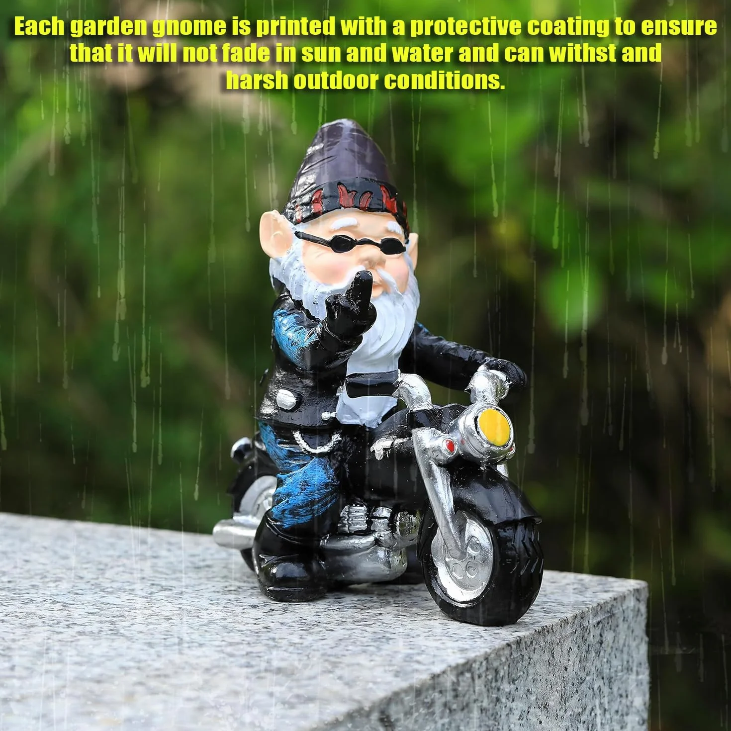 Ozdoby Ogrodowe Krasnale, Ozdoby Ogrodowe Skrzaty Motocykliści, zabawny krasnal ogrodowy, dekoracja do tarasu balkonu, stary człowiek z motocyklem, ozdoba z żywicy do domu i biura
