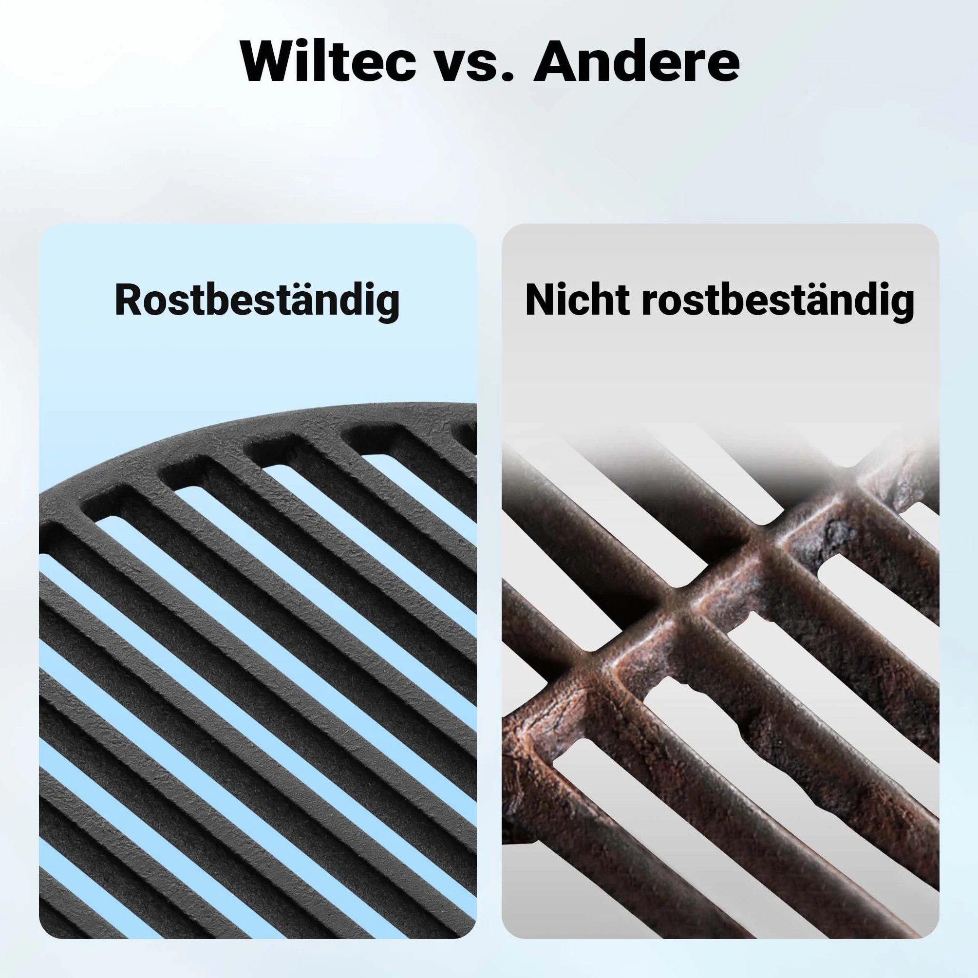 Wiltec Żeliwny ruszt do grilla Ø 45 cm, uniwersalny ruszt grillowy do grilla gazowego i węglowego, żeliwna płyta grillowa do mięsa, ryb i warzyw