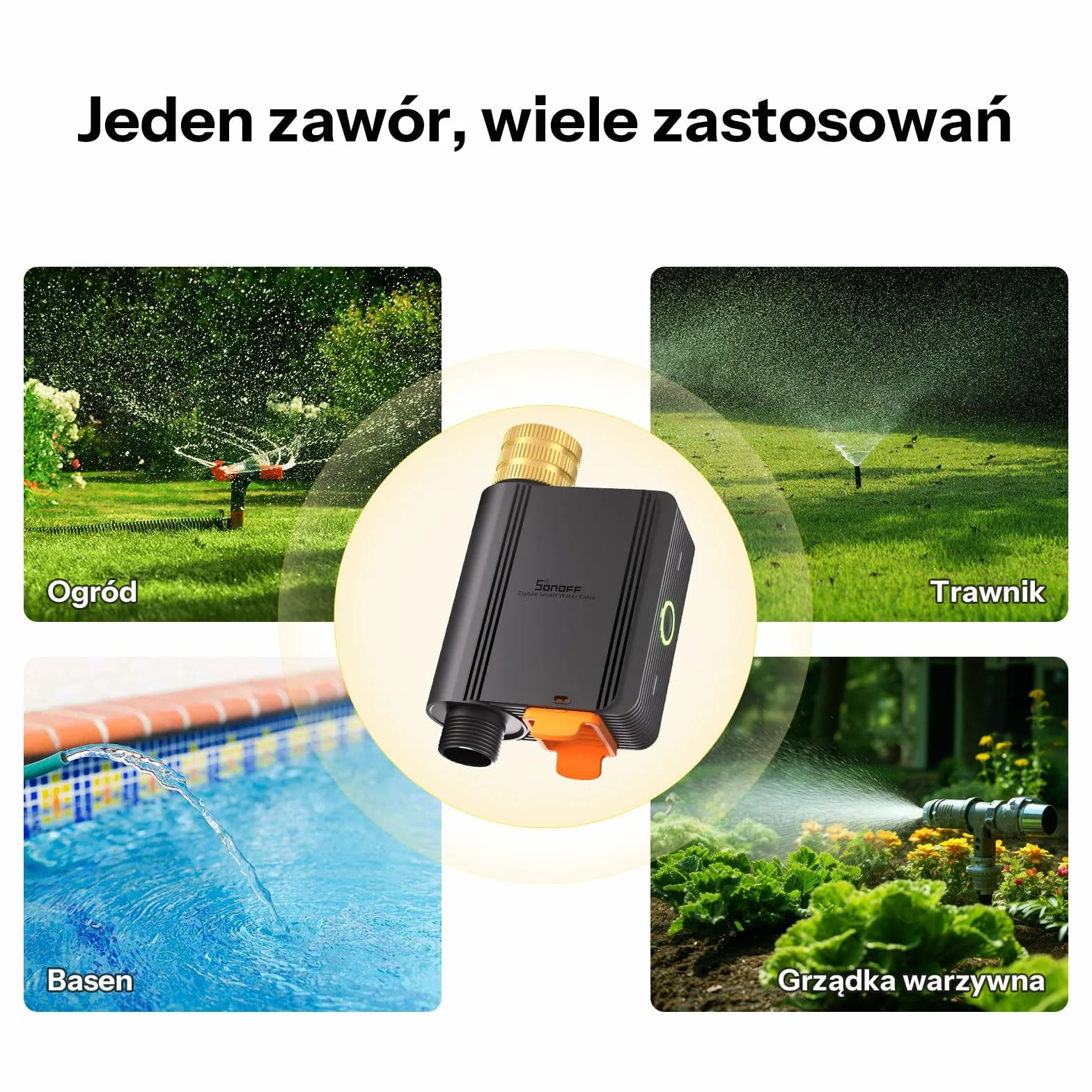 SONOFF SWV-ZFE Hydro ONE Timer Nawadniania Zigbee z Licznikiem Wody, Mosiężne Wejście, Inteligentne Nawadnianie Pogodowe do Ogrodu i Trawnika, Alexa Google Home SmartThings