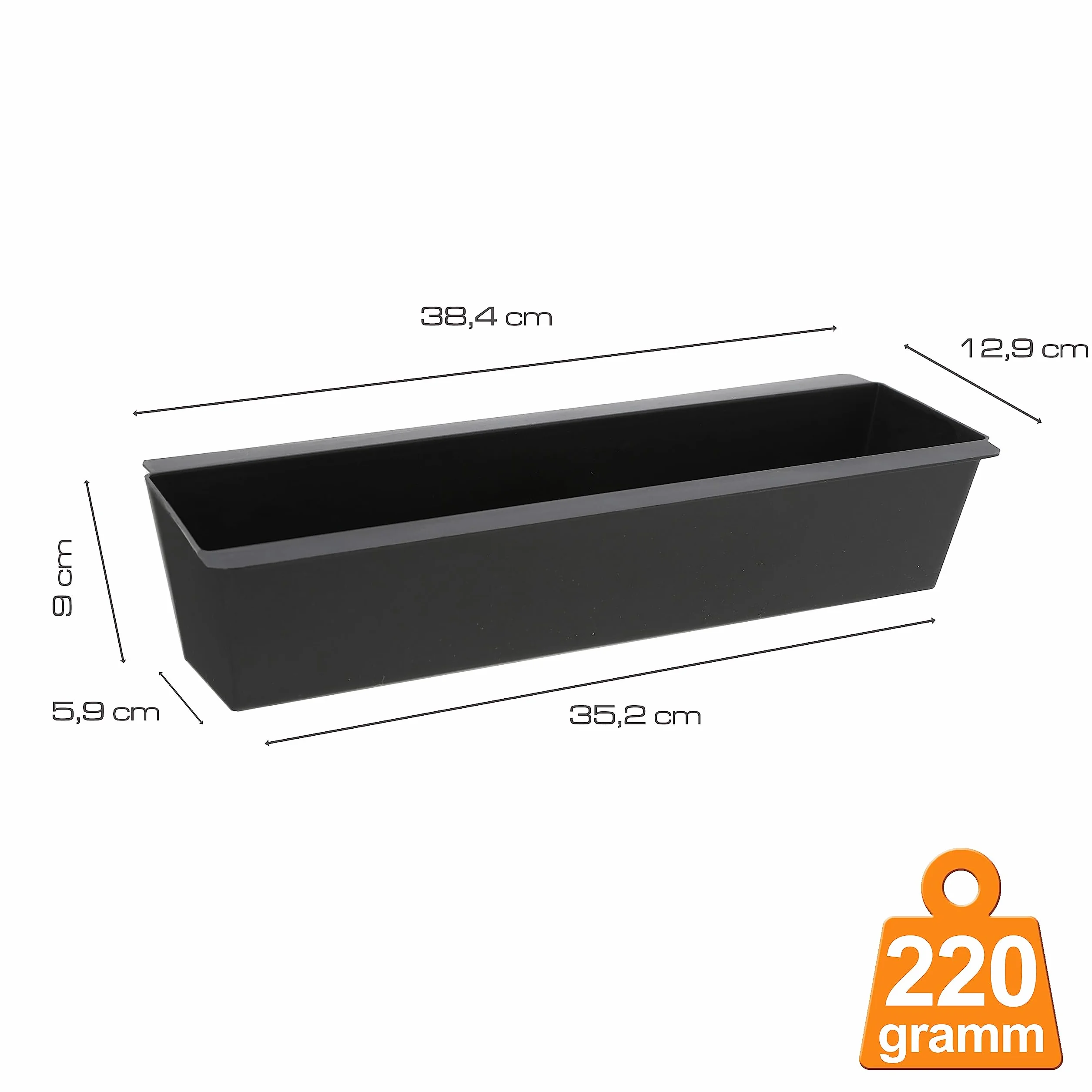 Skrzynka na rośliny pasująca do palet euro, zestaw 12 doniczek z tworzywa sztucznego, szerokość: 38 cm (1 x zestaw 12 skrzynek na rośliny, 38 cm szerokości)